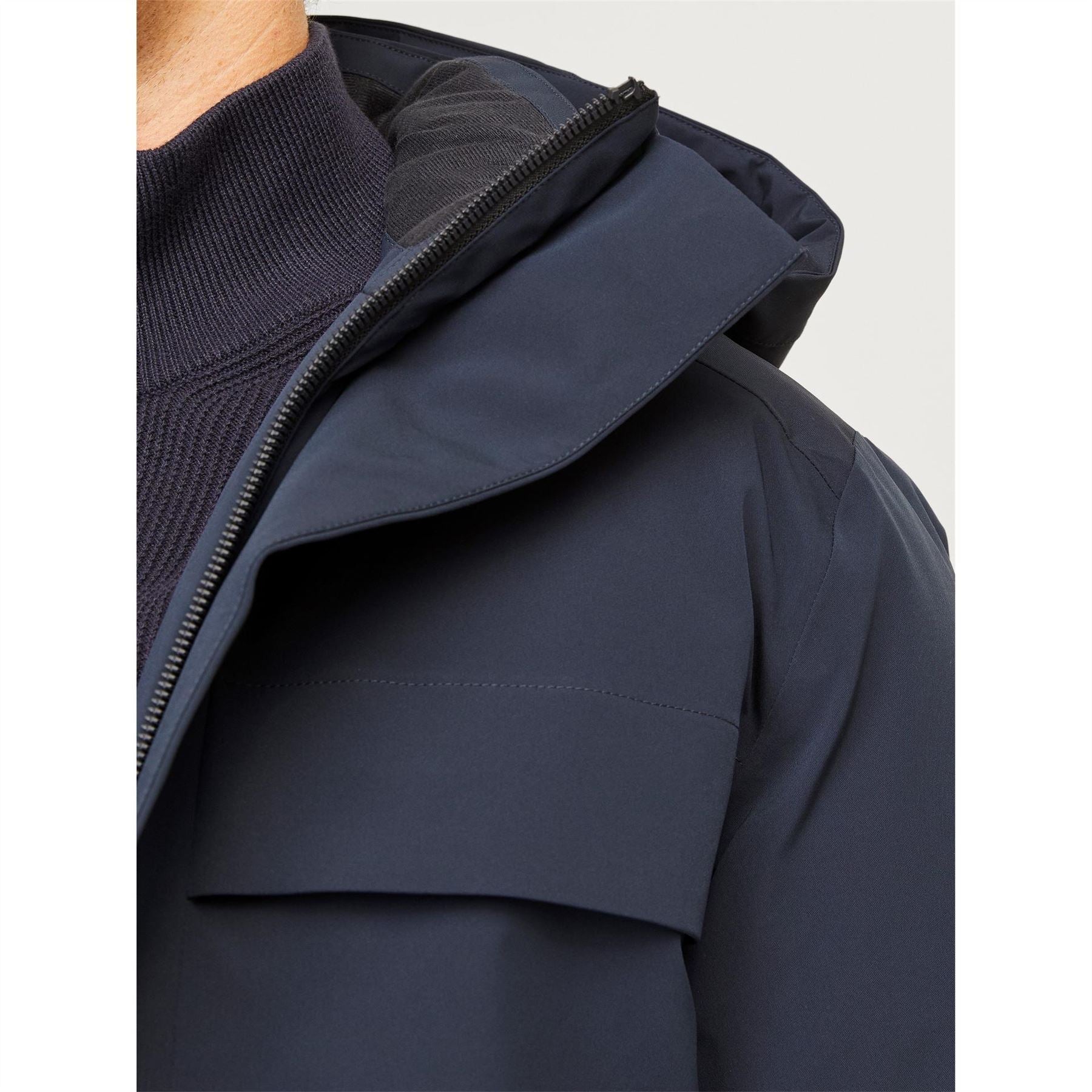 Jack and Jones Wave Hooded Parka Coat with Flap Pocket