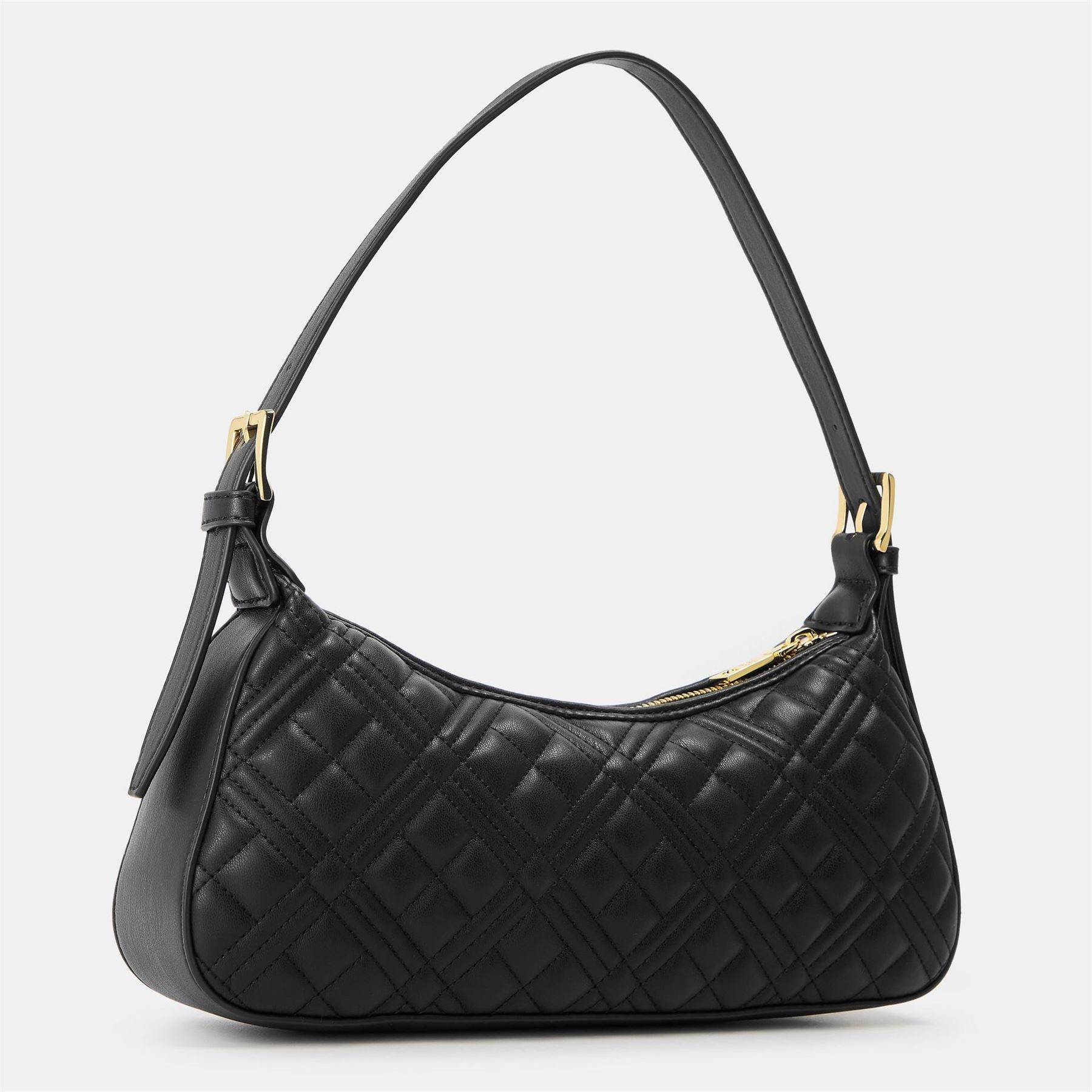 Love Moschino Superq Shoulder Geometric Patterned Crescent Baguette Bag