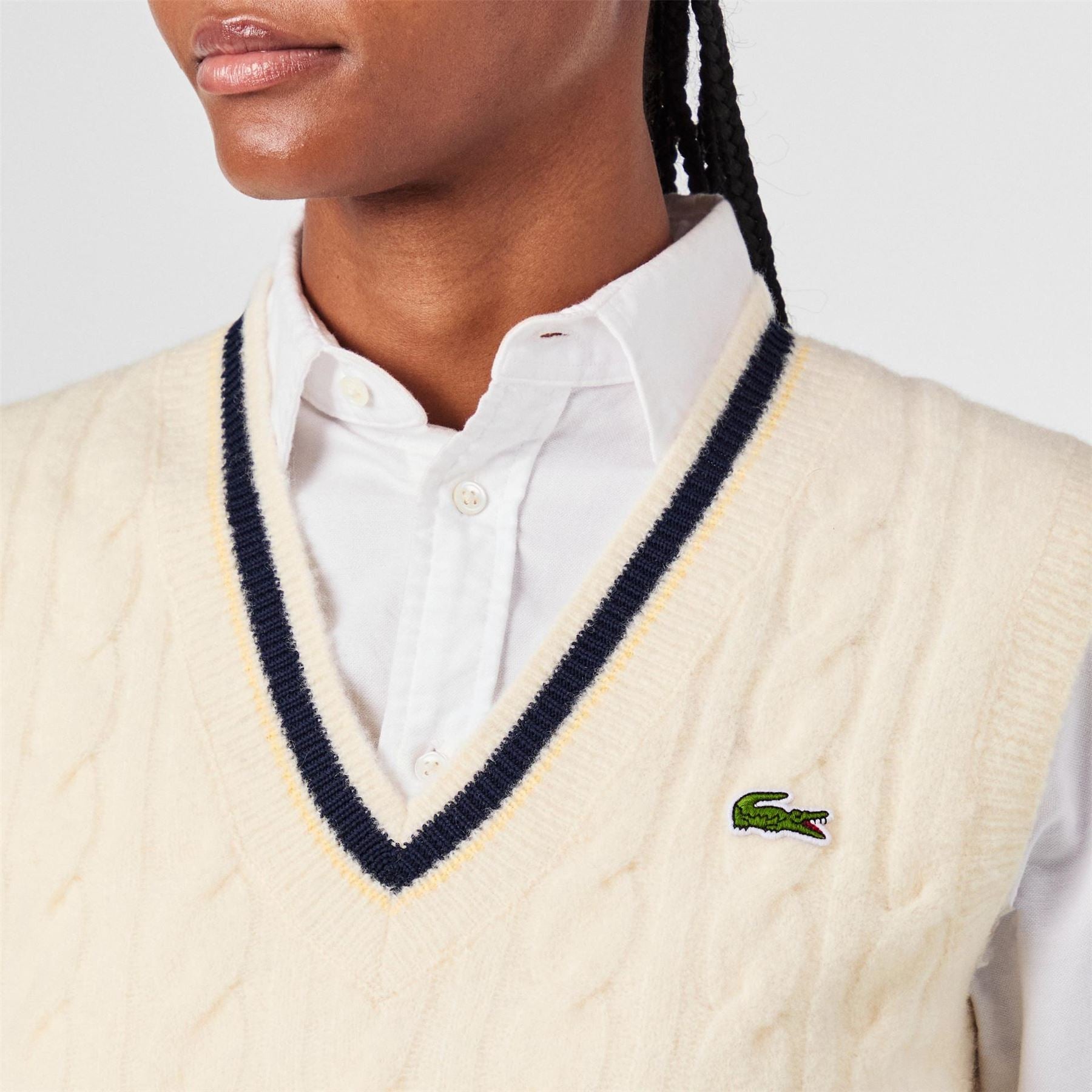 Lacoste Cable Knit Gilet with Logo