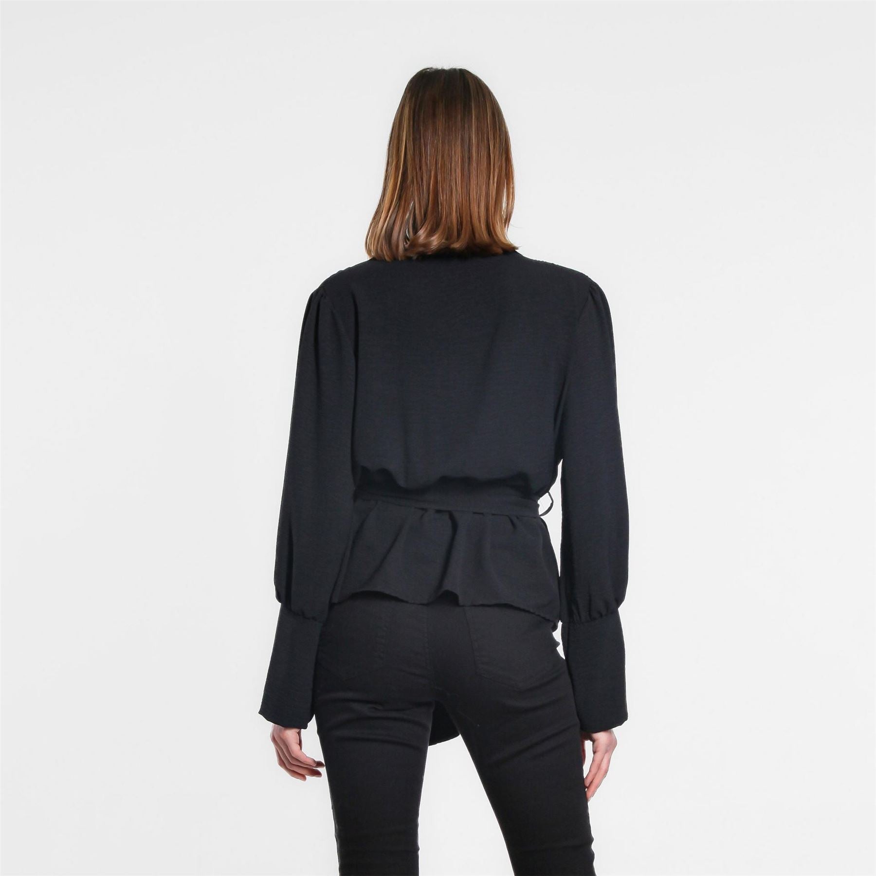 Be You Peplum Wrap V Neck Relaxed Fit Blouse