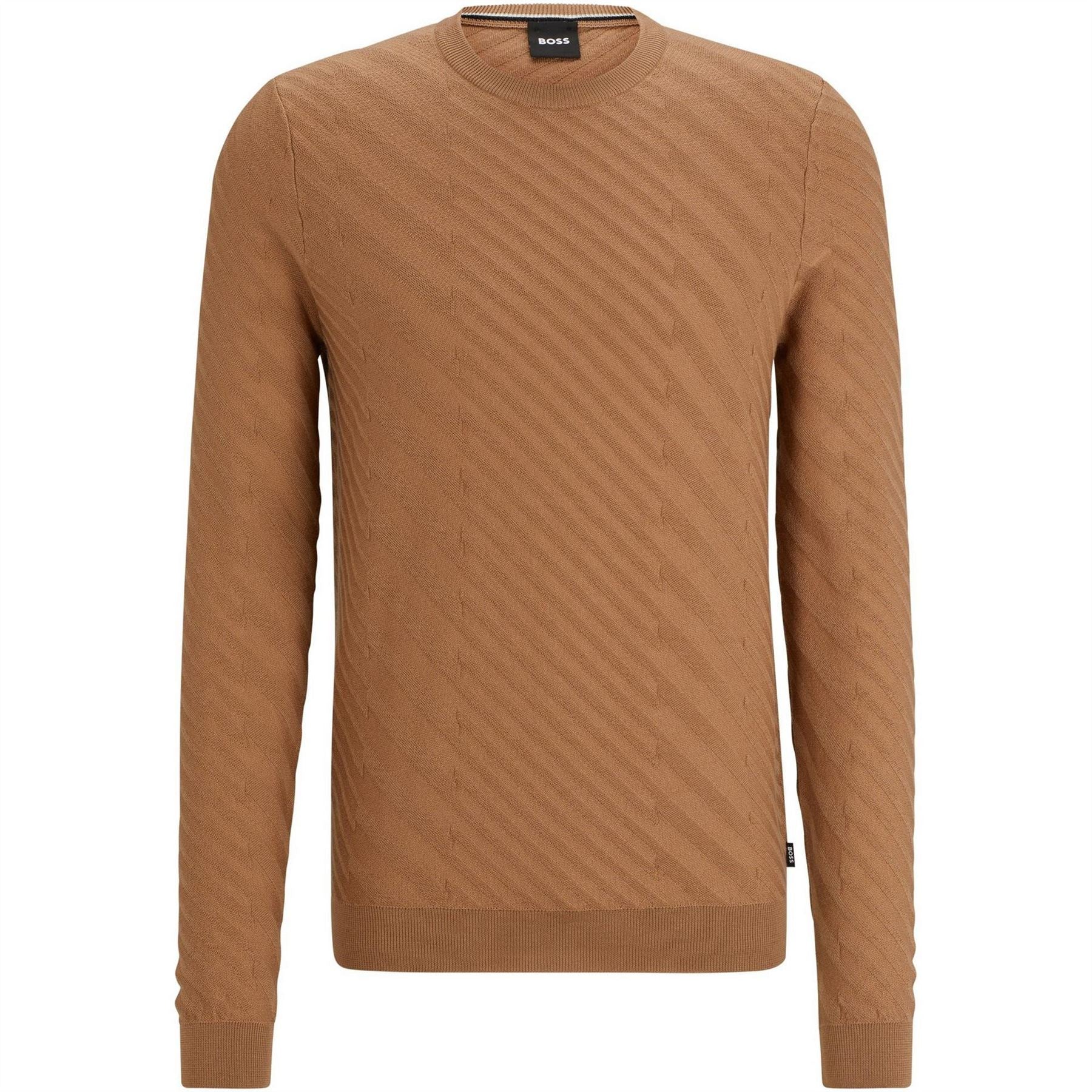 Boss Crew Neck Ribbed Collar Long Sleeve Sweater