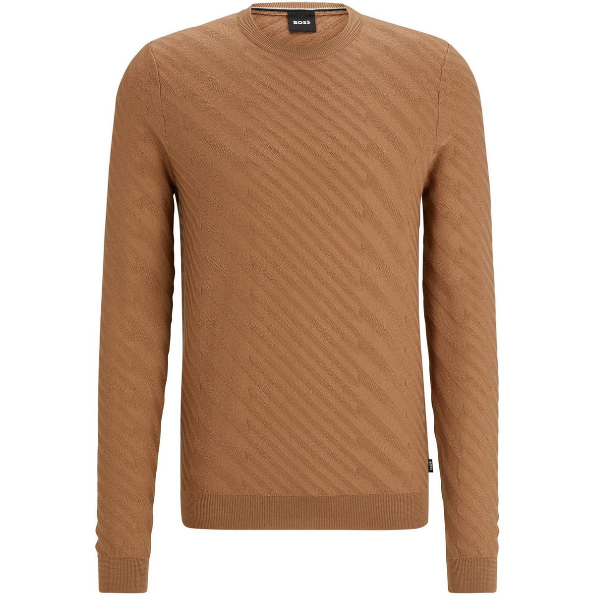 Boss Crew Neck Ribbed Collar Long Sleeve Sweater