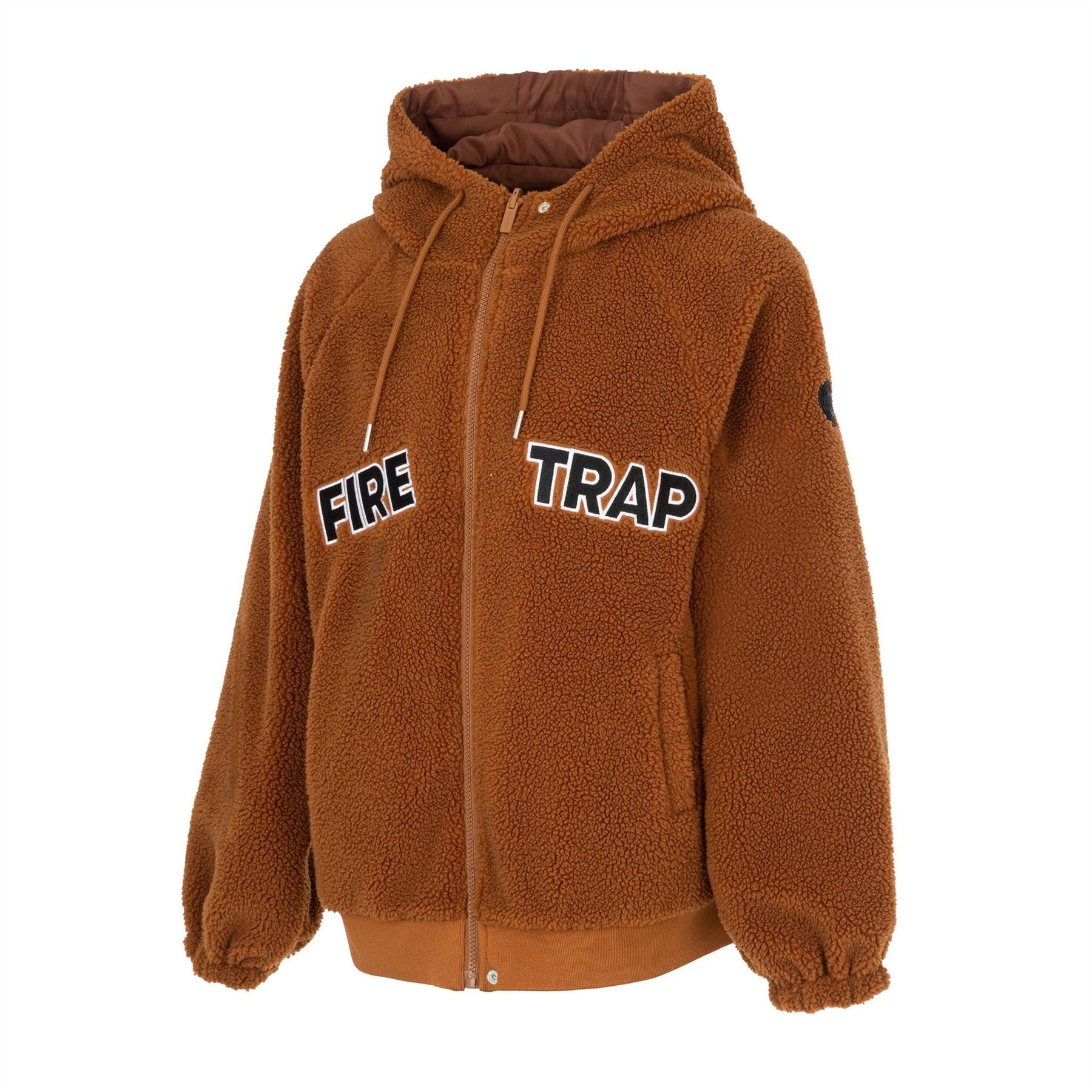 Firetrap Reversible Sherpa Fleece Hooded Full Zip Long Sleeve Teddy Coat