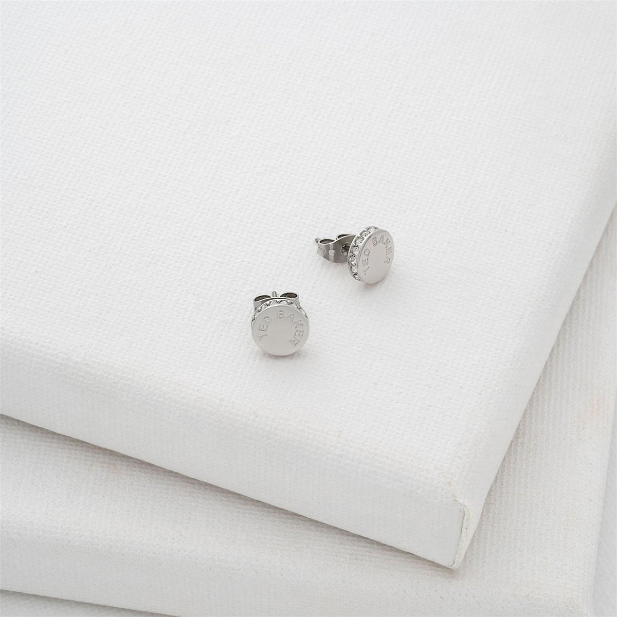 Ted Baker Crystal Stud Earrings with Engraved Logo
