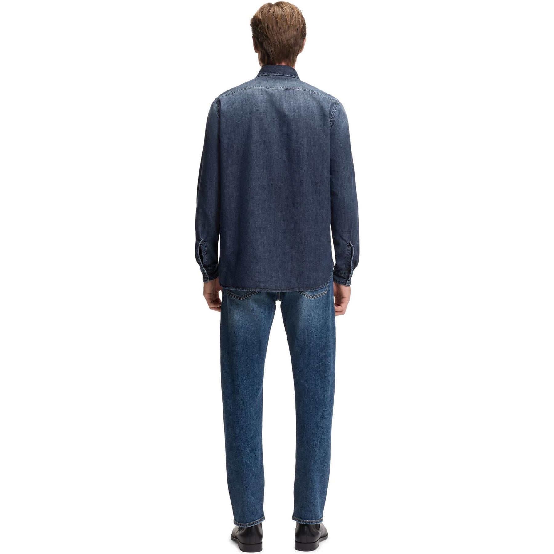 Boss Double Breasted Cotton Long Sleeve Denim Shirt