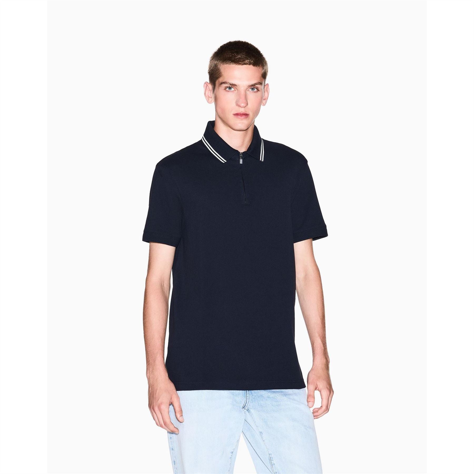 Armani Exchange Exchange Collared Short Sleeve Polo Shirt