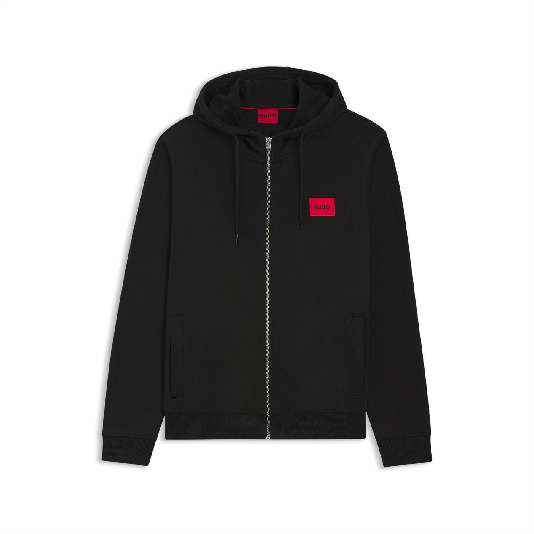 Boss Solid Patterned Hooded Drawstring Ribbed Cuff Jacket