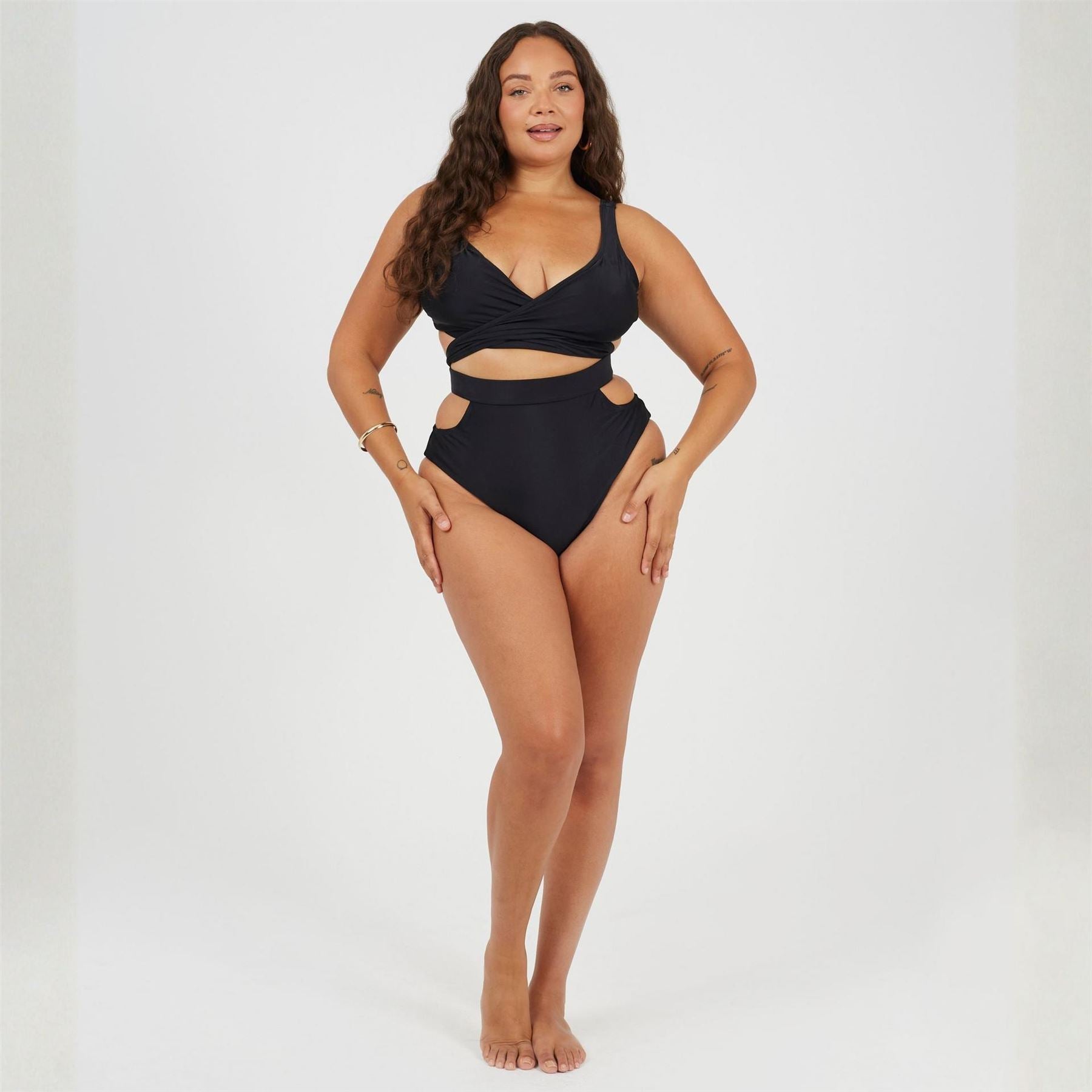 Brave Soul Womens Plus Size High Waisted Bikini Bottoms