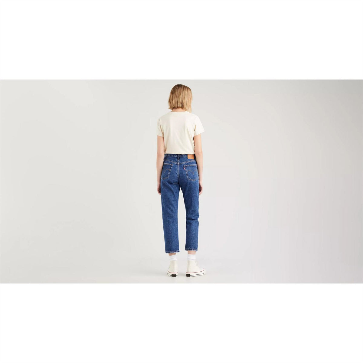 Levis 501 Cropped Mid Rise Cotton Straight Leg Jeans