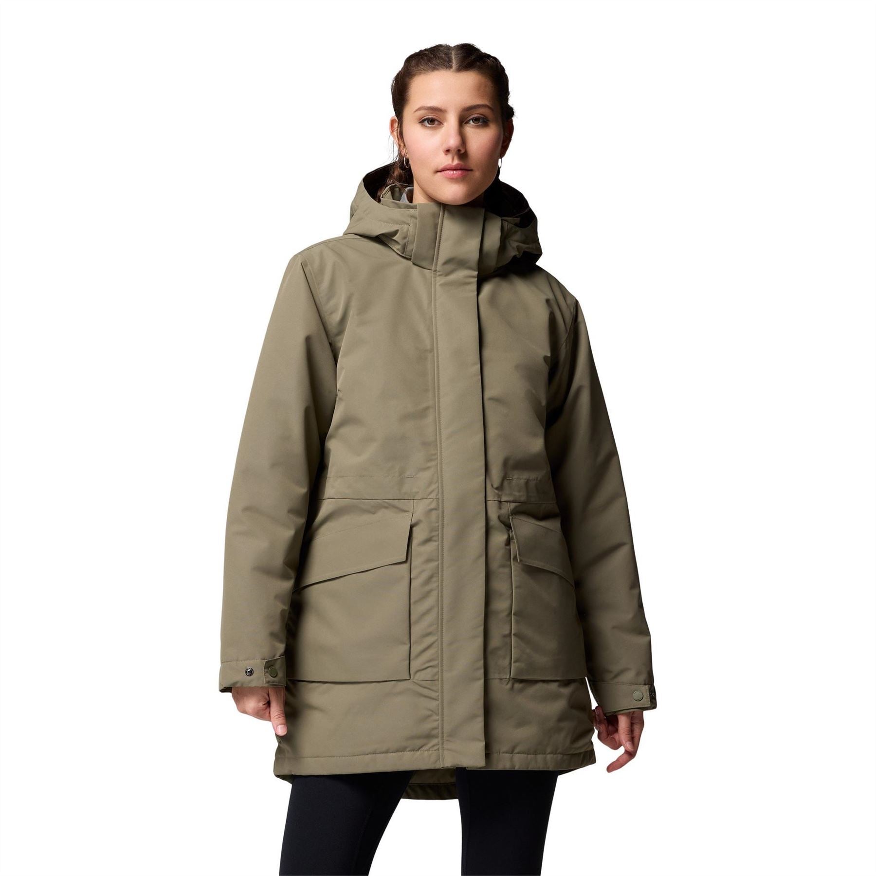 Columbia Pulask Hooded Solid Patterned Parka Jacket