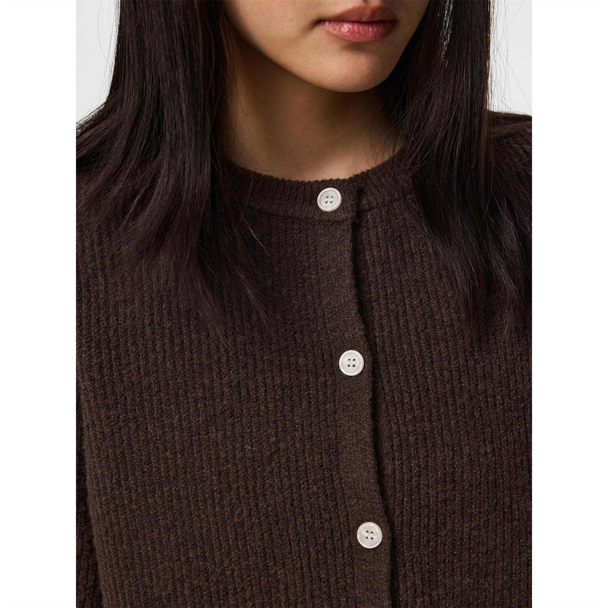 Pieces O-Neck Short Sleeve Button Placket Sweater