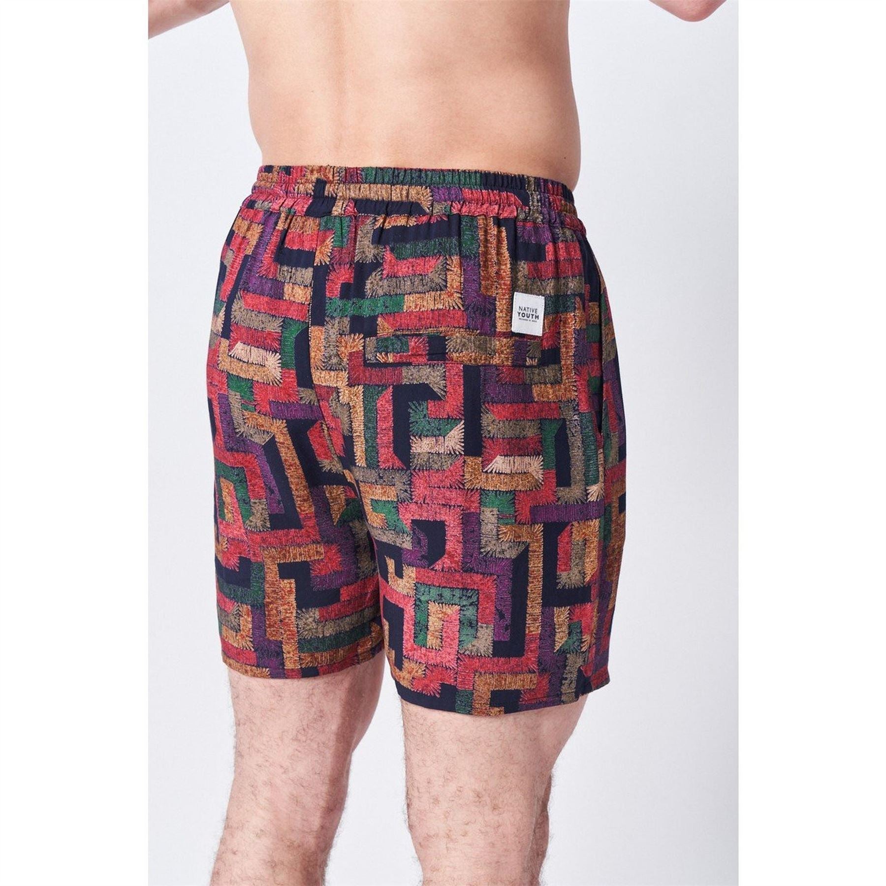 Native Youth Geometric Patterned Bermuda Shorts