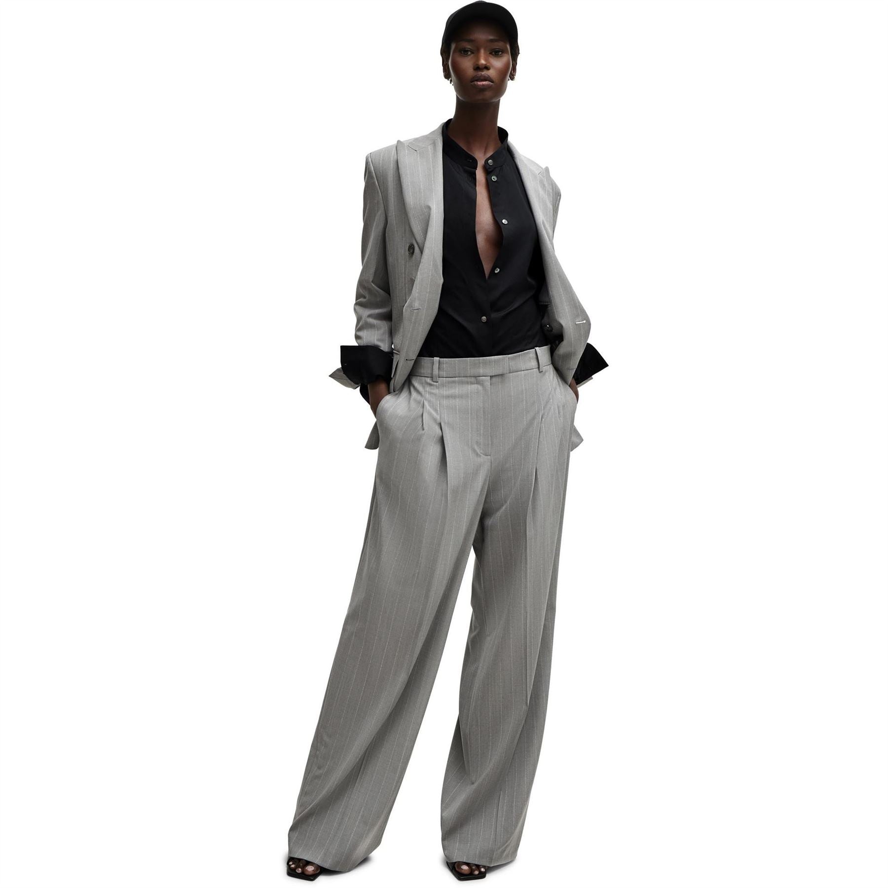 Boss Oversize Fit Band Collar Long Sleeve Shirt