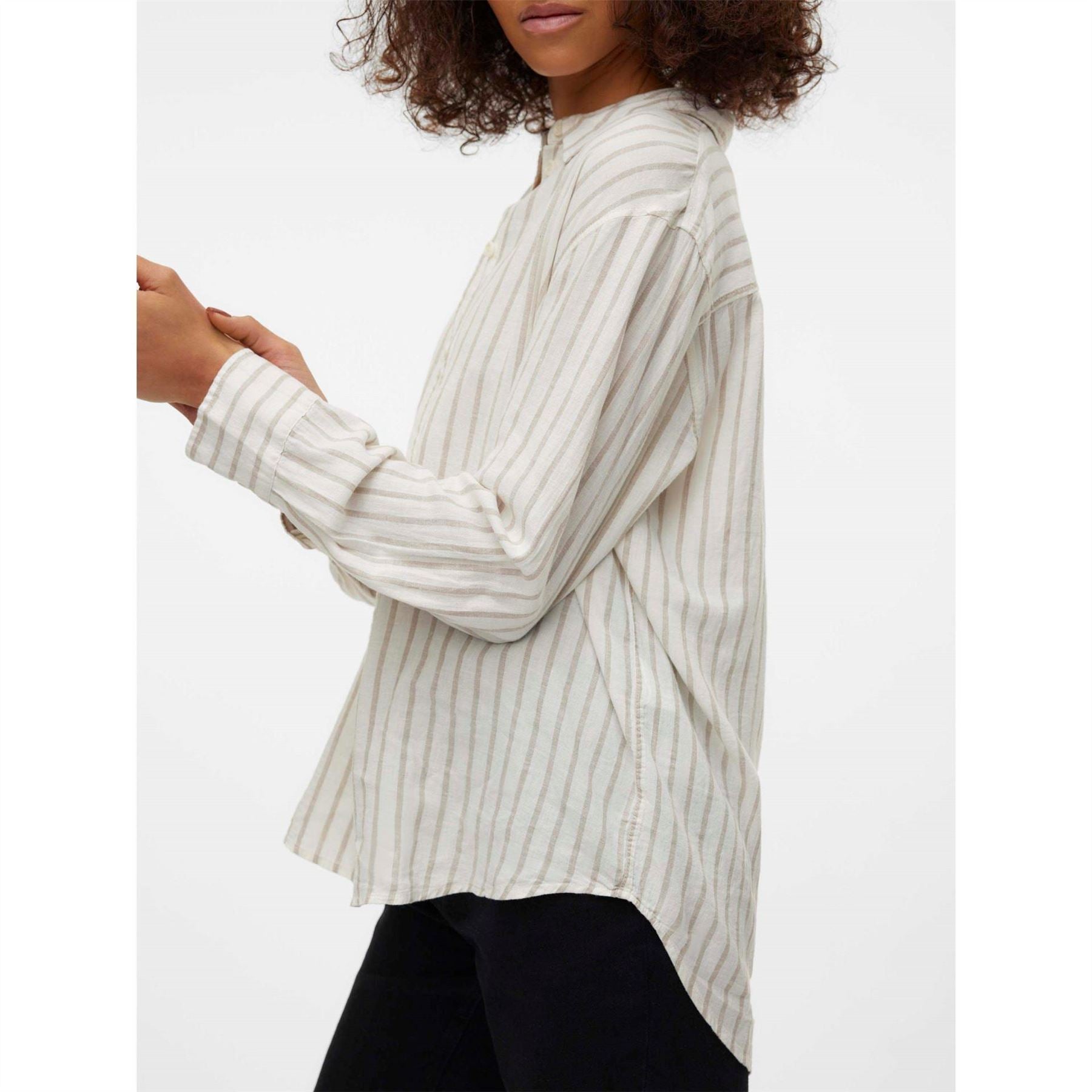 Vero Moda Button Placket Collared Neck Long Sleeve Shirt