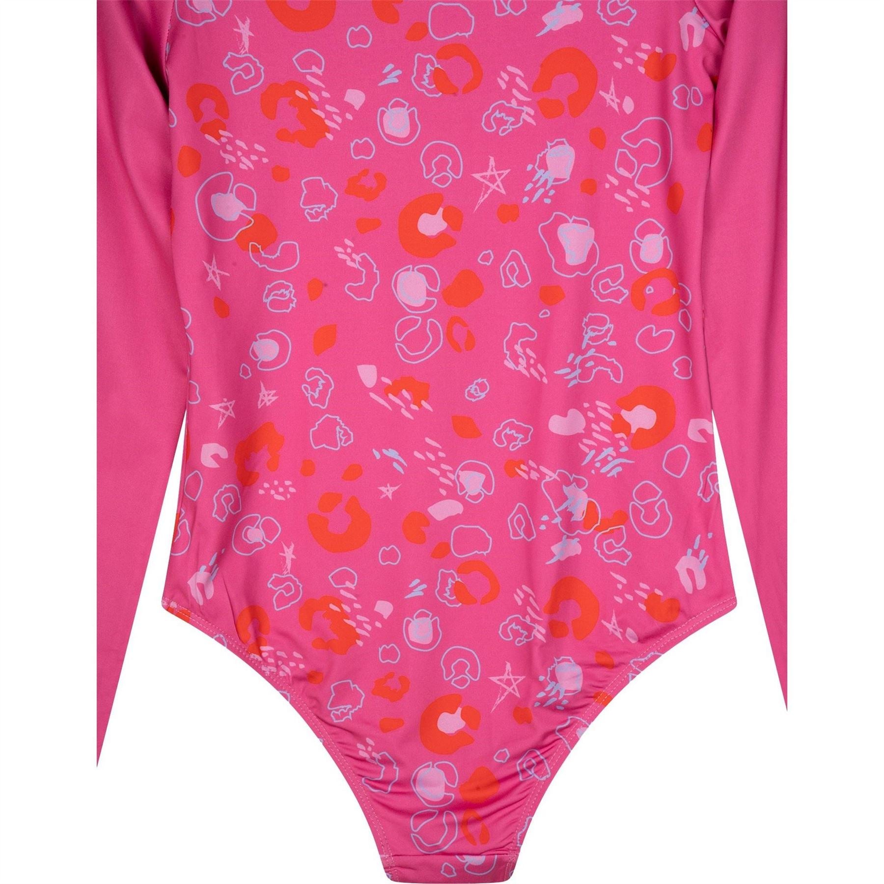 Hype Leopard Patterned Zipper Swimsuit