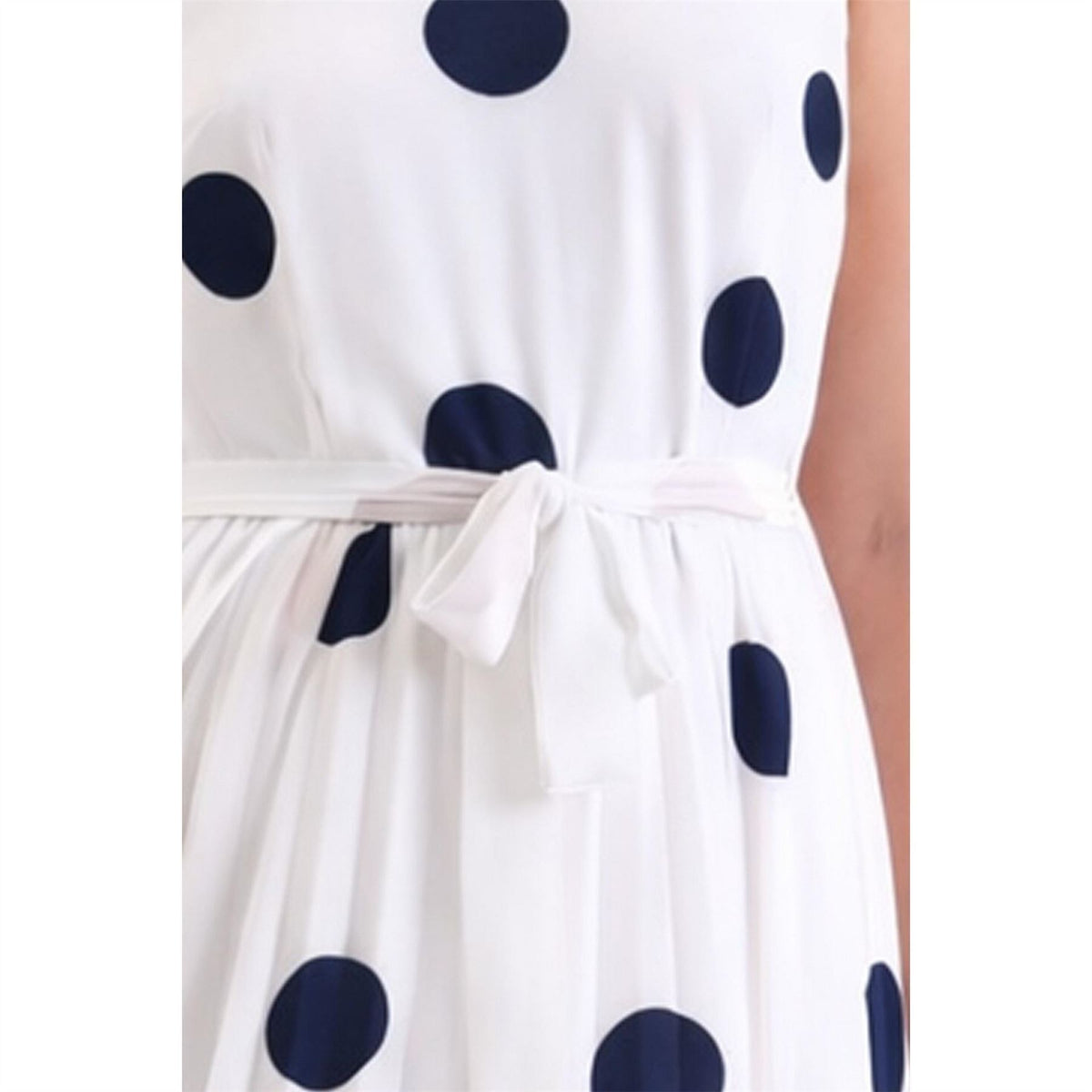 Ella Boo Print polka dot sleeveless Dress navy or Beige spot