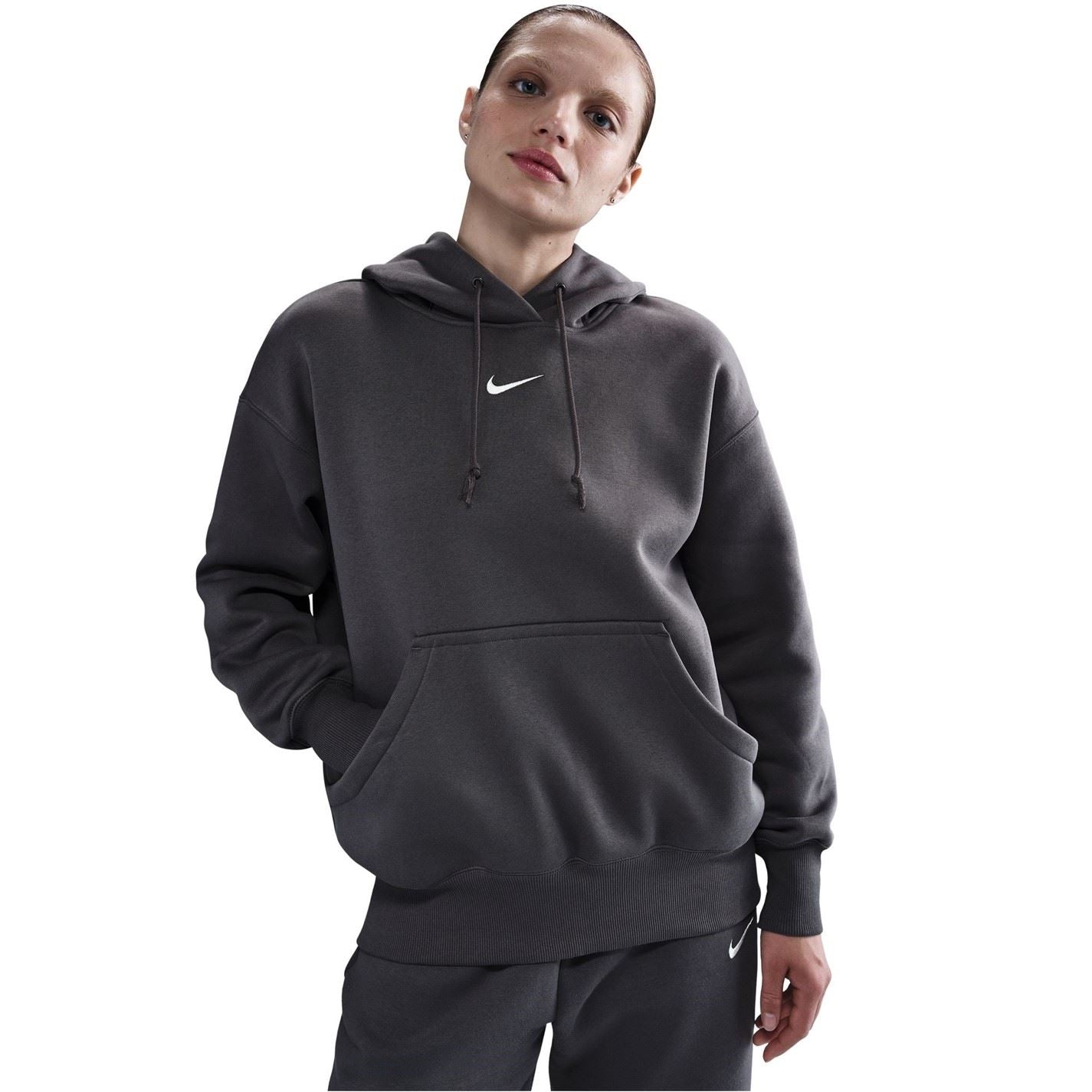 Nike Phoenix Fleece Oversize Fit Drop Shoulder Long Sleeve Hooded Neck Sweatshirt