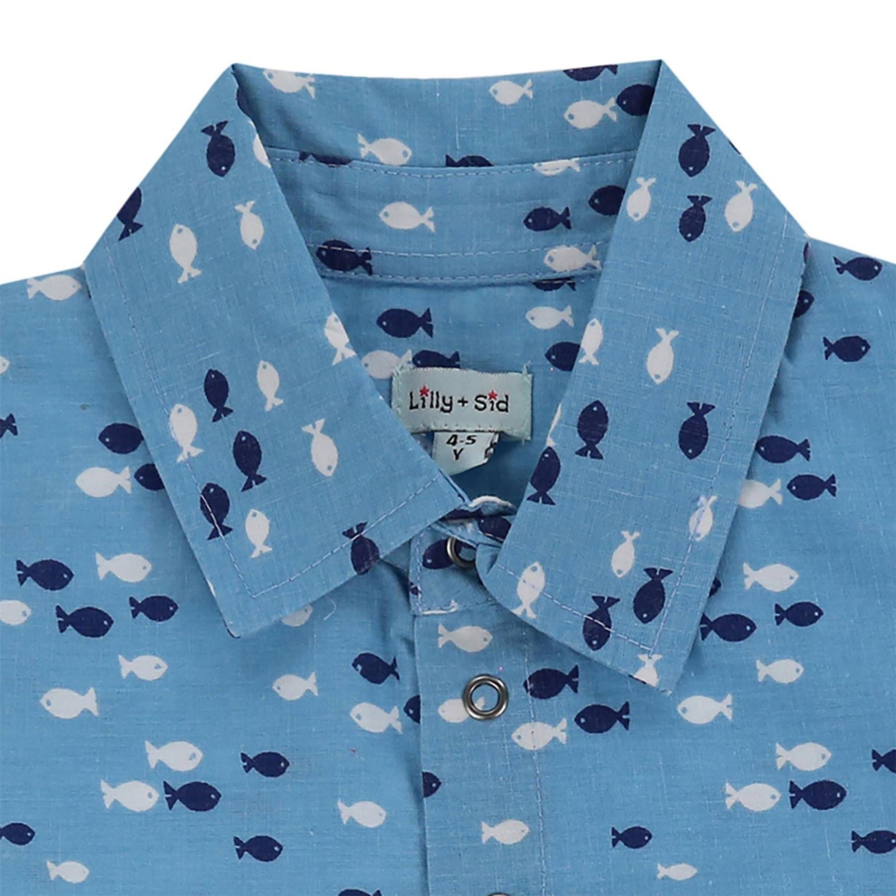 Lilly and Sid Fish Print Short Sleeve Shirt