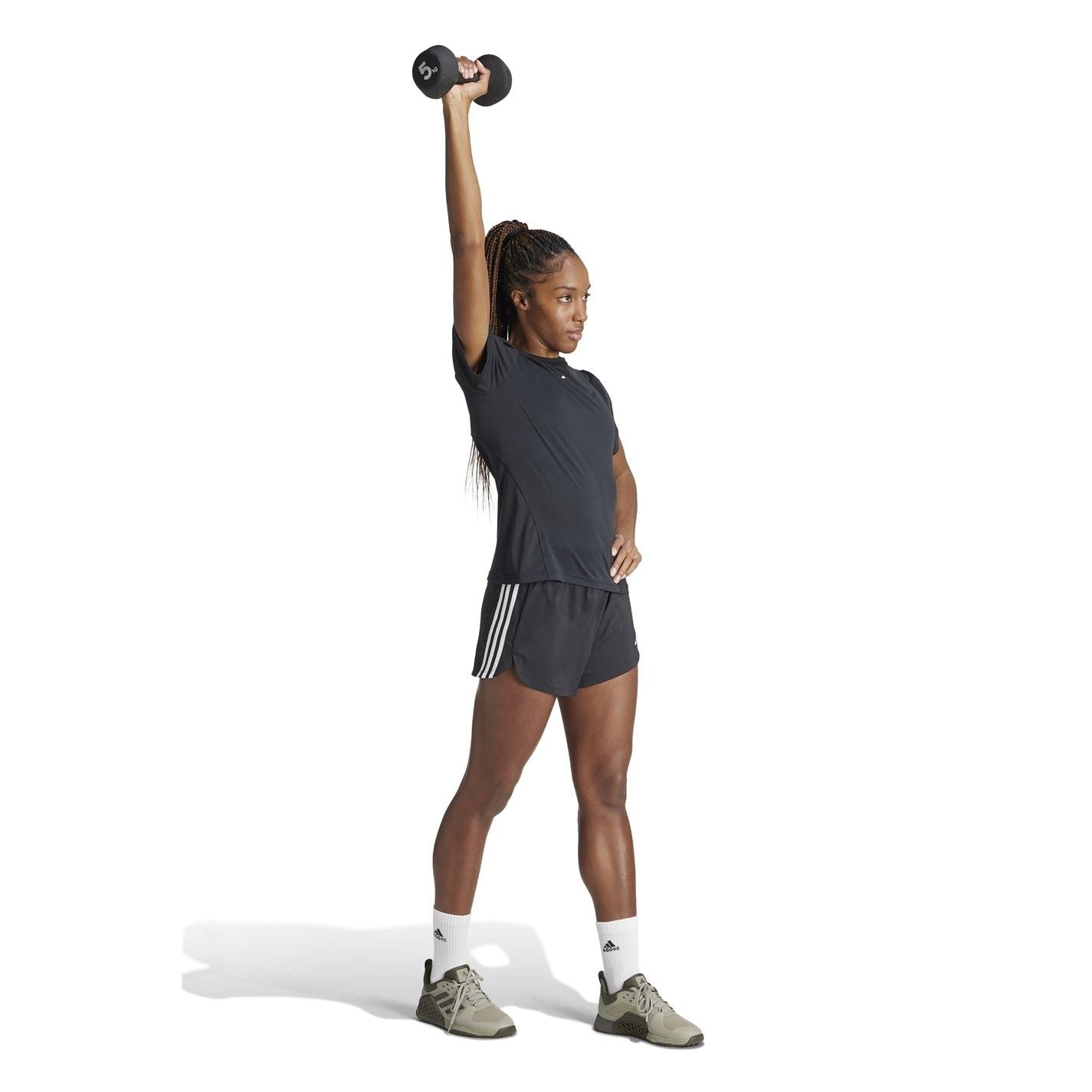 adidas Womens Pacer Training 3 Stripes Woven High Rise Shorts