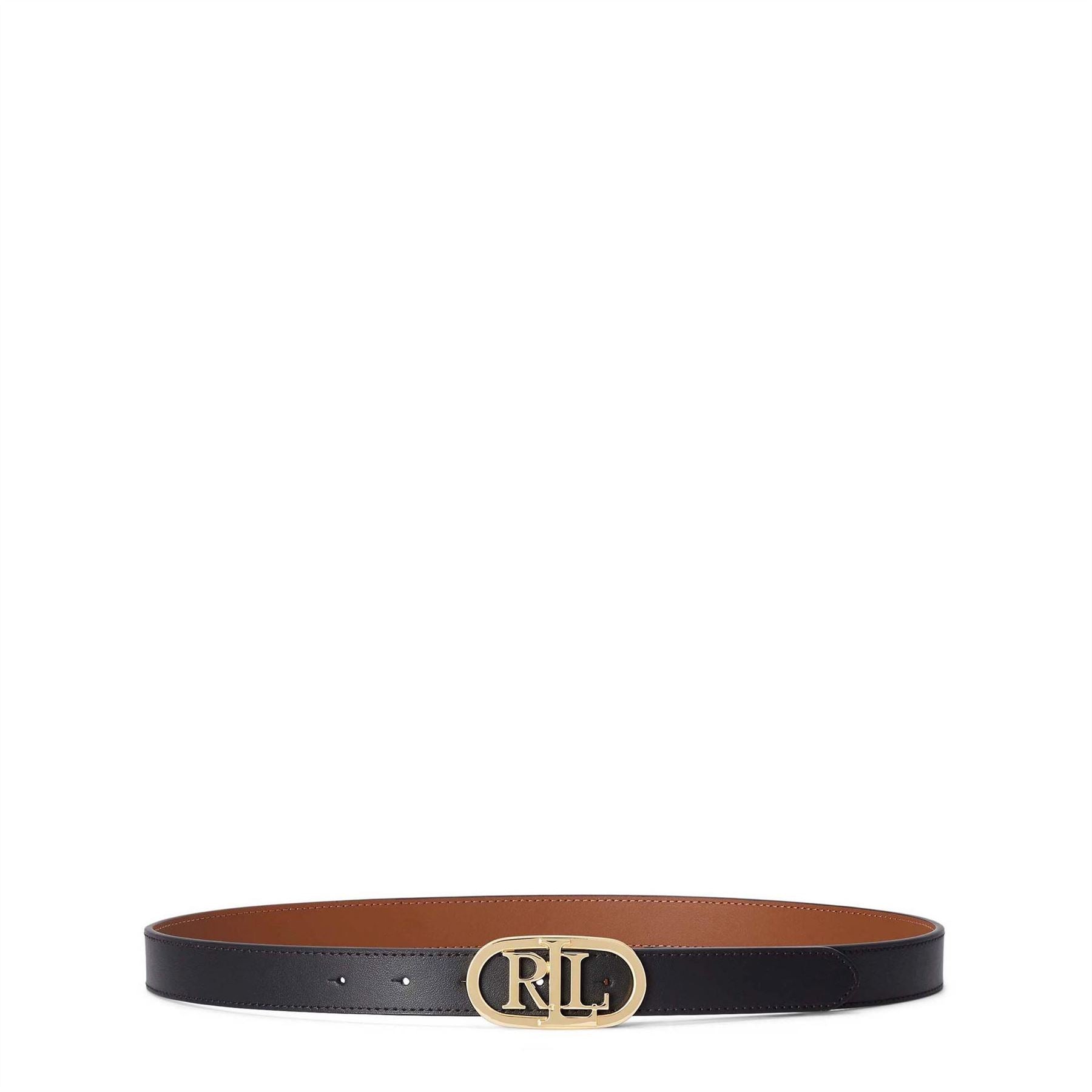 Lauren by Ralph Lauren Logo Reversible Leather Skinny Belt