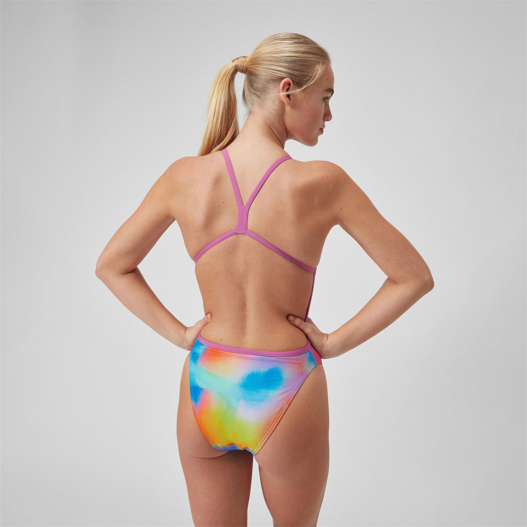 Speedo Water Color Patterned One Piece Swimsuit