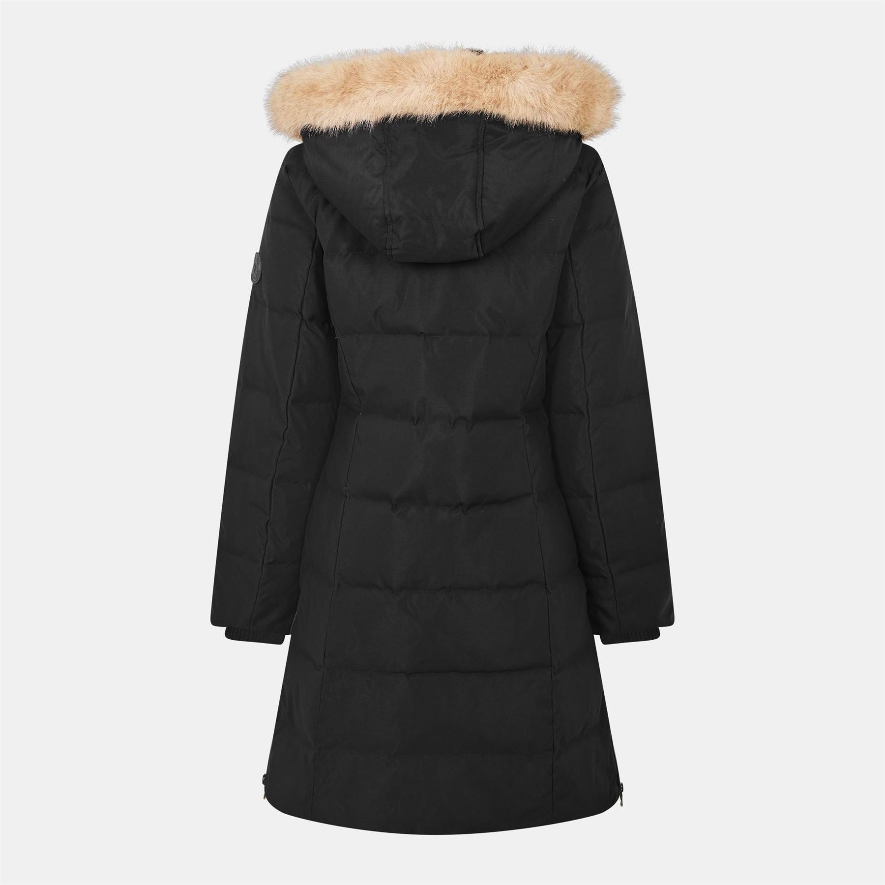 Lauren by Ralph Lauren Real Leather Fur Hood Medium Puffer Jacket
