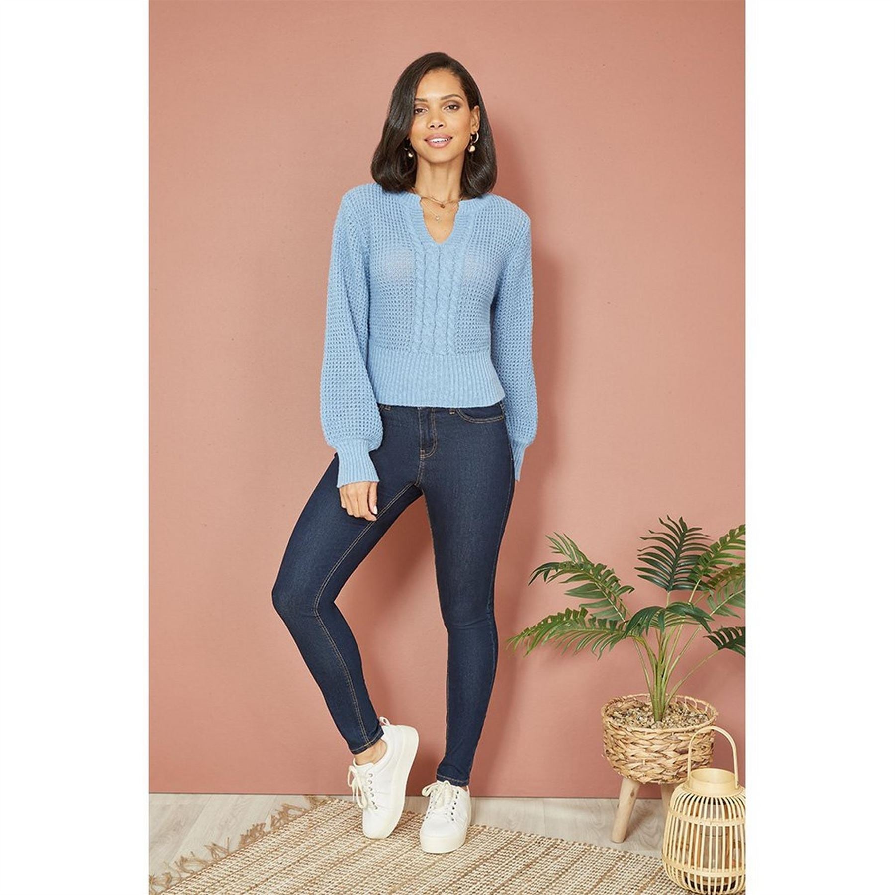 Yumi Balloon Sleeve Cable Knit Jumper