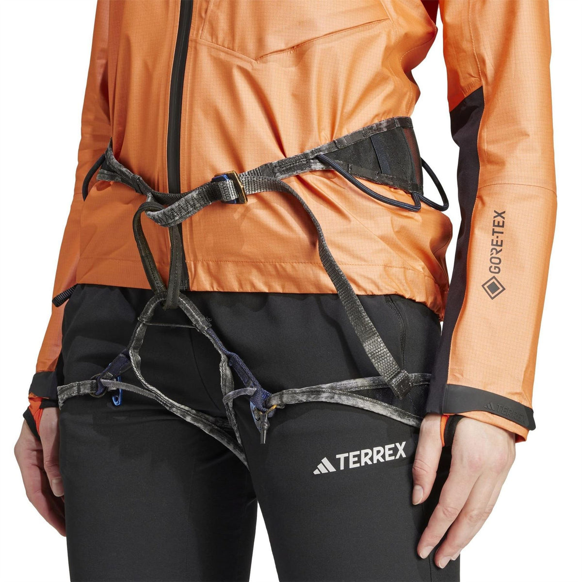 adidas Women's Solid Patterned Hooded Full Zipper Rain Jacket