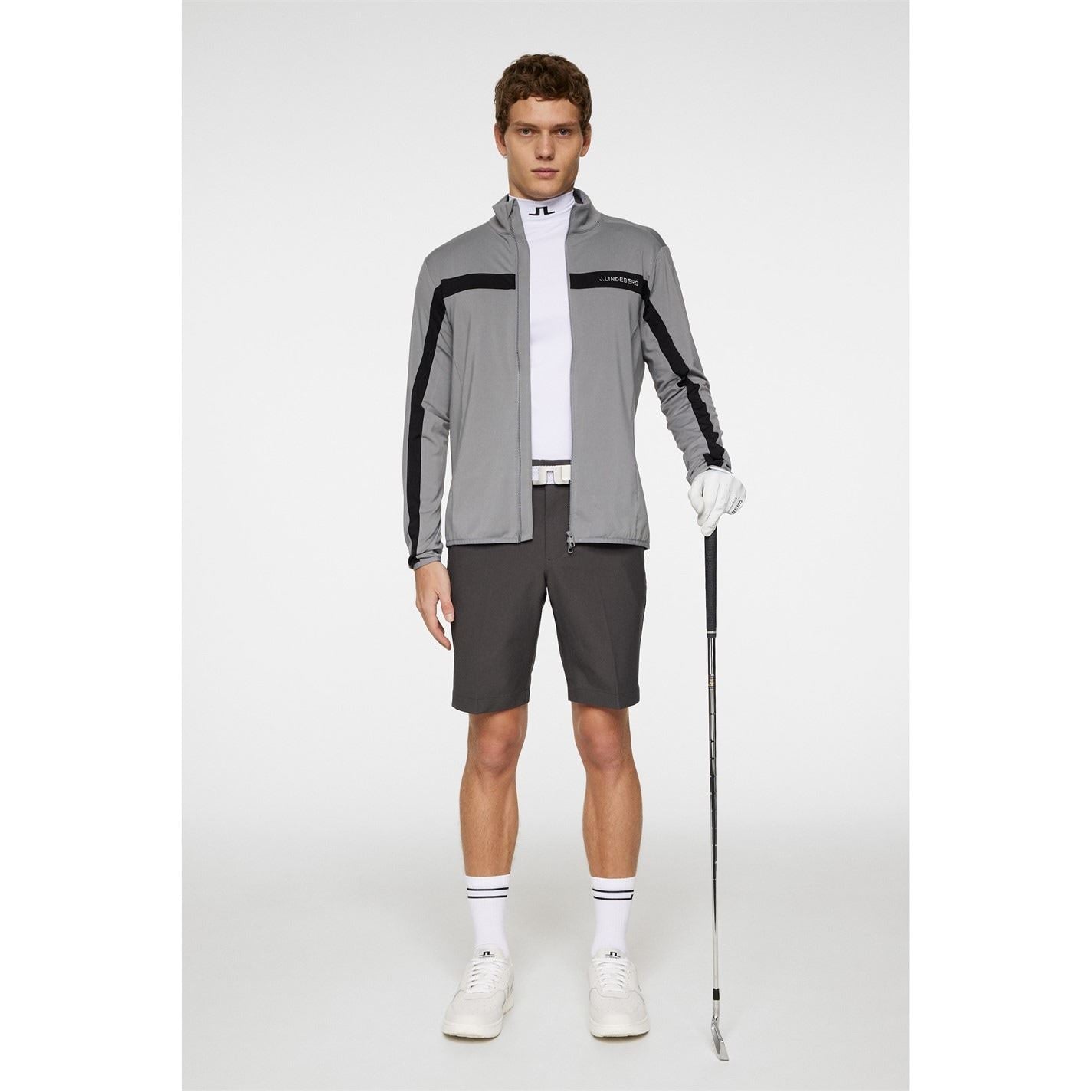 J Lindeberg Golf Jarvis Vertical Logo Funnel Neck Long Sleeve Top