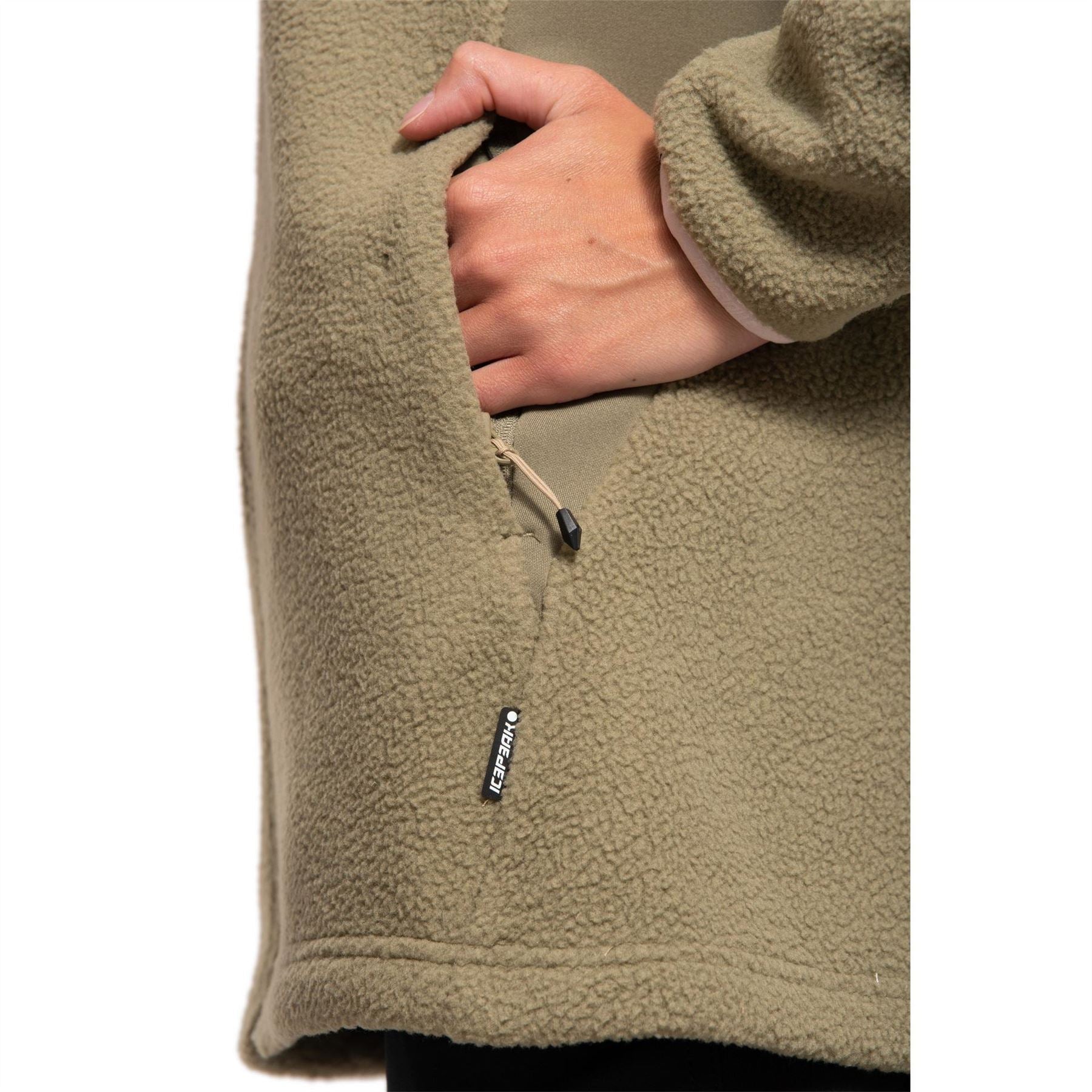 Icepeak Millwood Solid Patterned Hooded Neck Ribbed Cuff Fleece Jacket