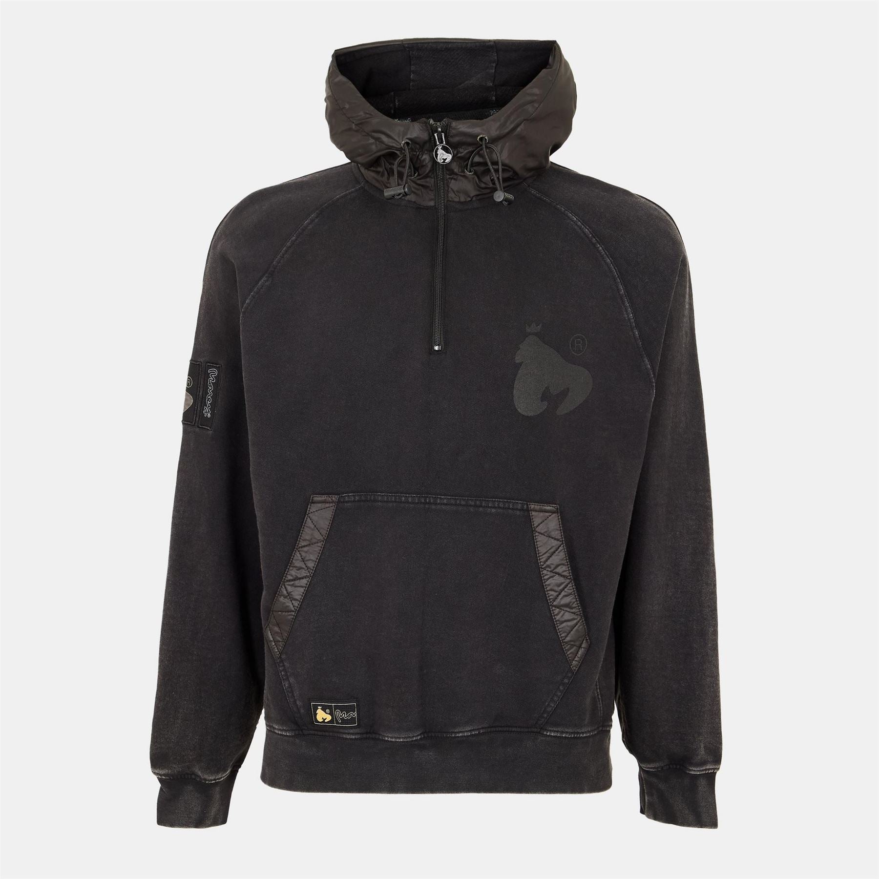 Money Hooded Neck High Collar Raglan Sleeve Sweatshirt
