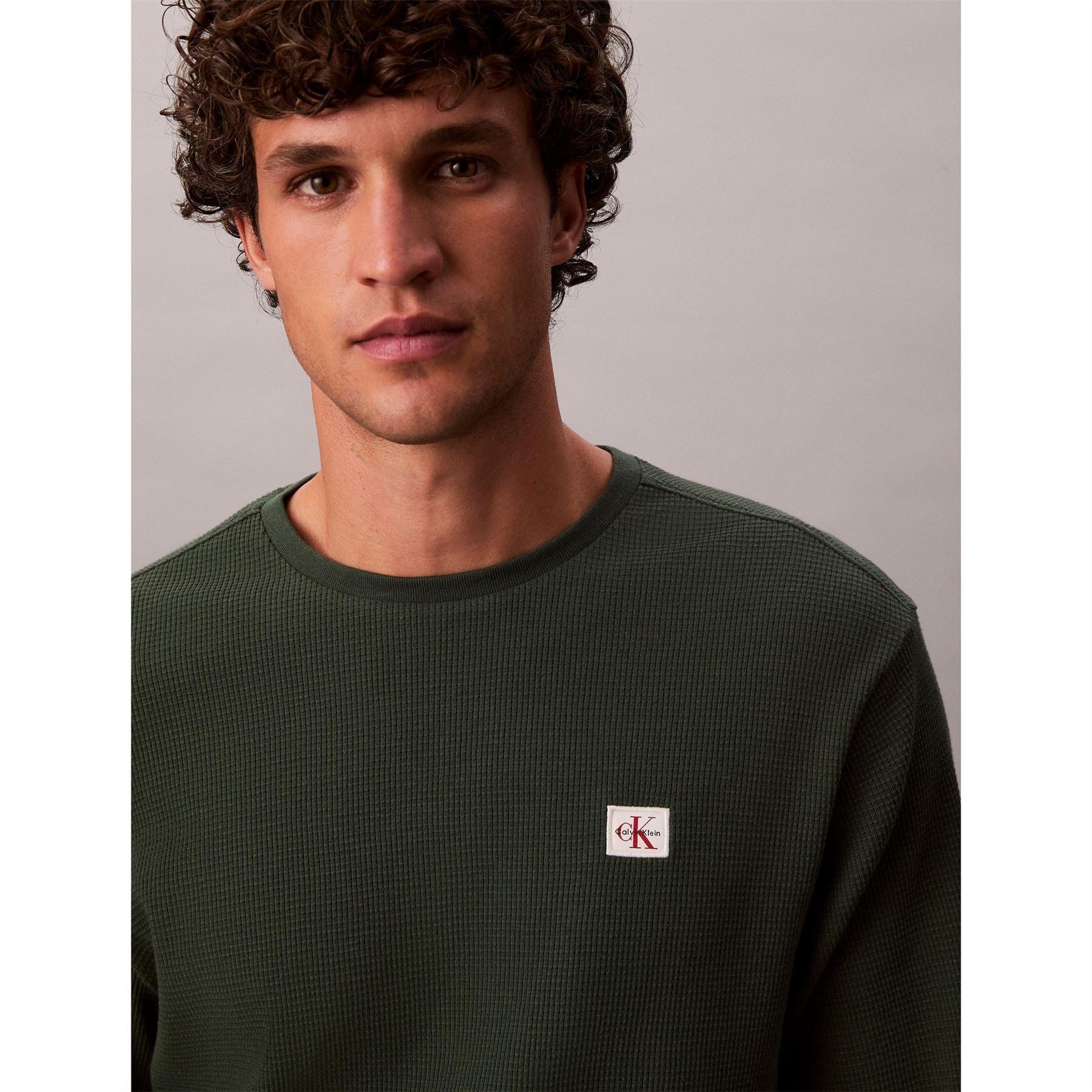 Calvin Klein Jeans Waffle Long Sleeve Crew Neck T-Shirt