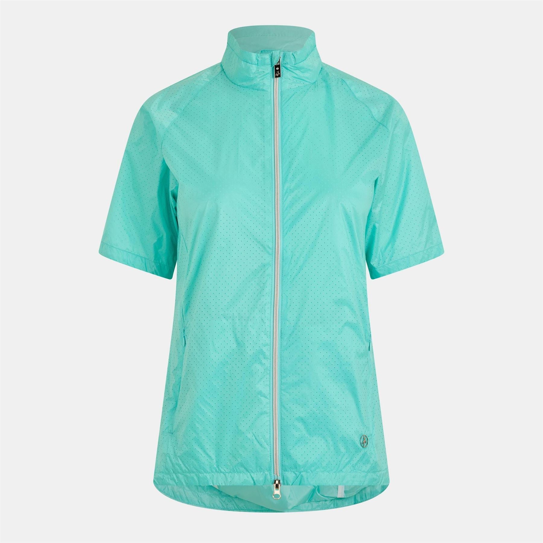 Calvin Klein Golf Solid Patterned Zip Neck Windbreaker Jacket