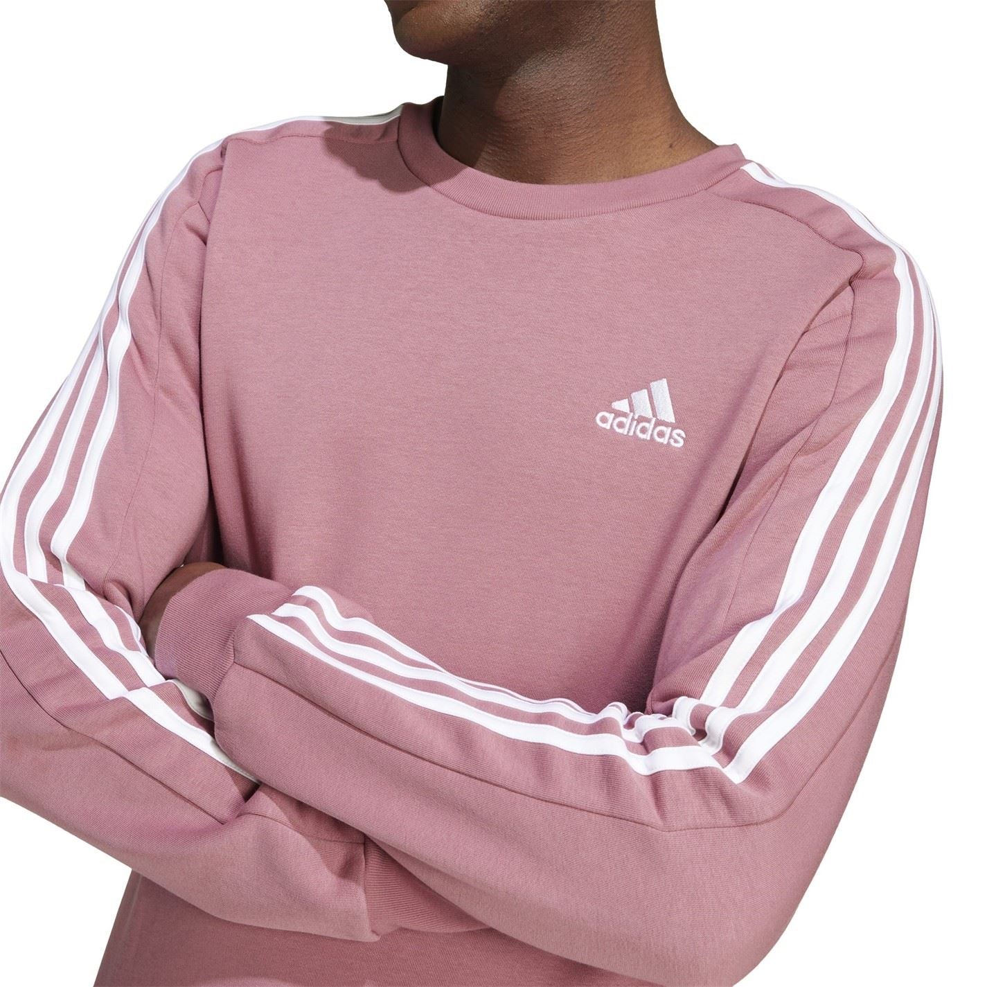 adidas Mens Essentials Crew 3 Stripes Pullover Sweatshirt