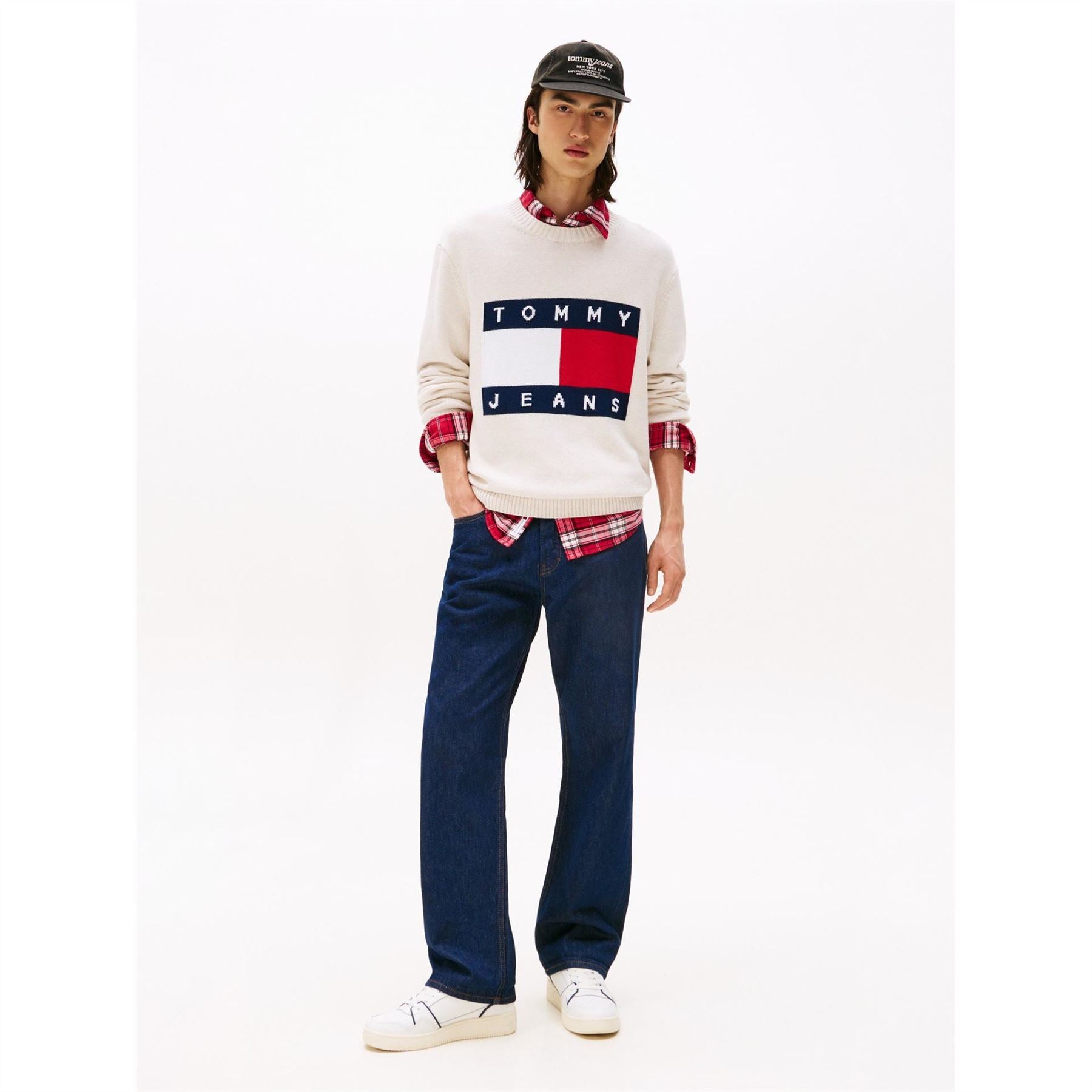 Tommy Jeans Flag Graphic Rib Crew Neck Long Sleeve Sweater