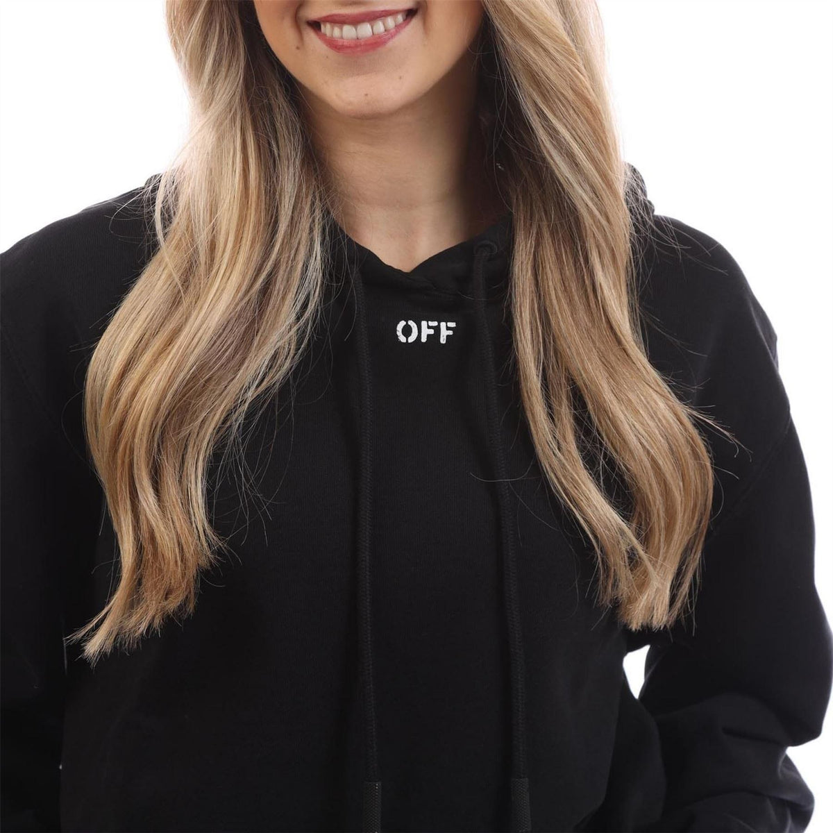 Off White Cropped Hoodie