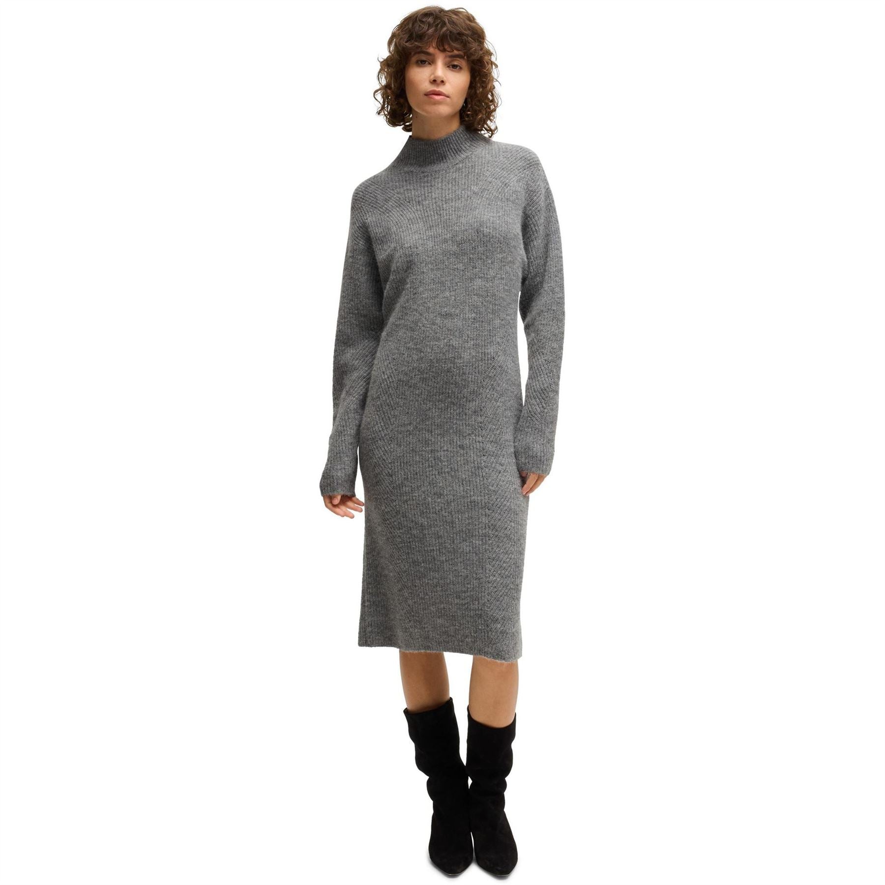 Boss Fagdassy Mock Neck Long Sleeve Midi Dress