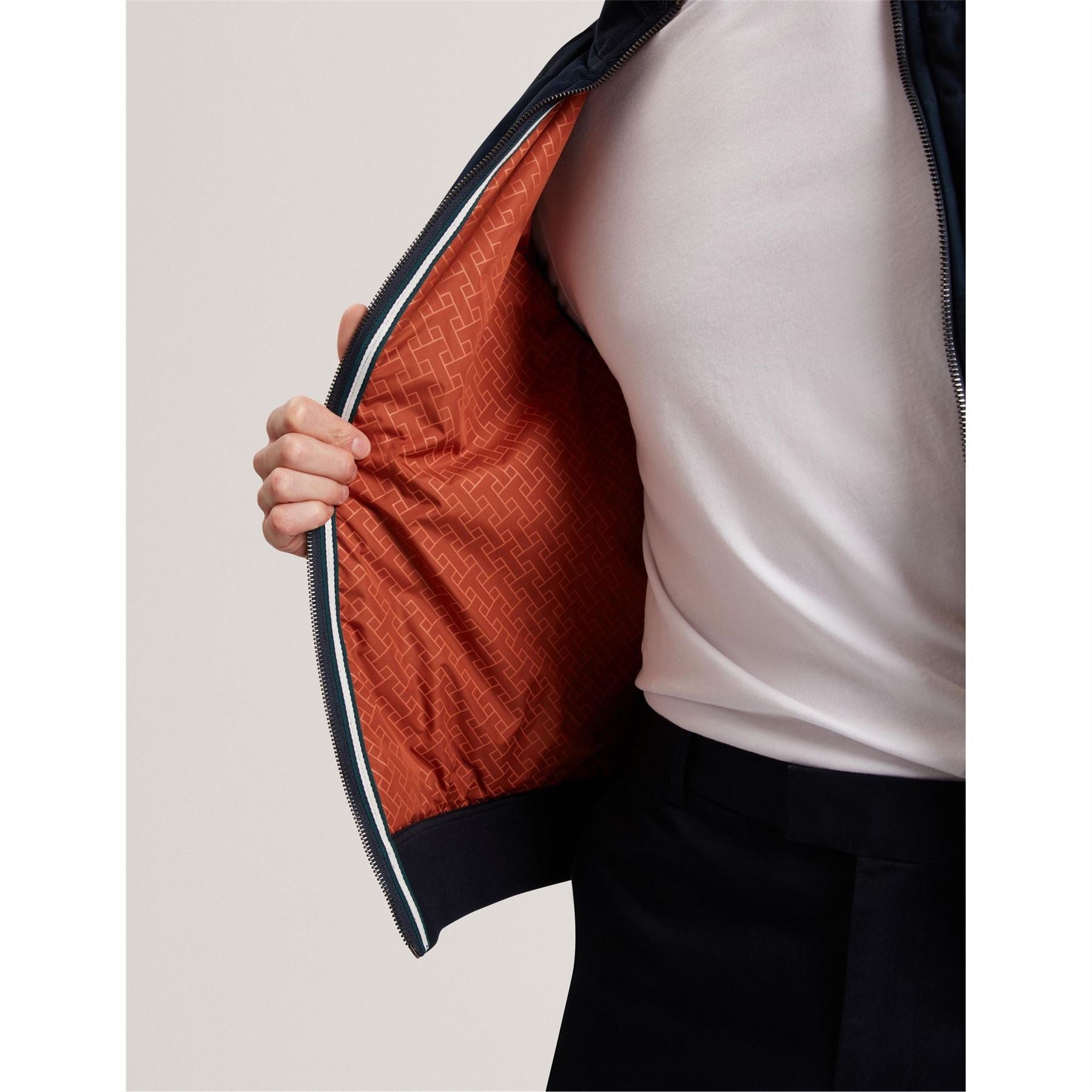 Ted Baker Solid Patterned Hybrid Jacket with Ribbed Cuff