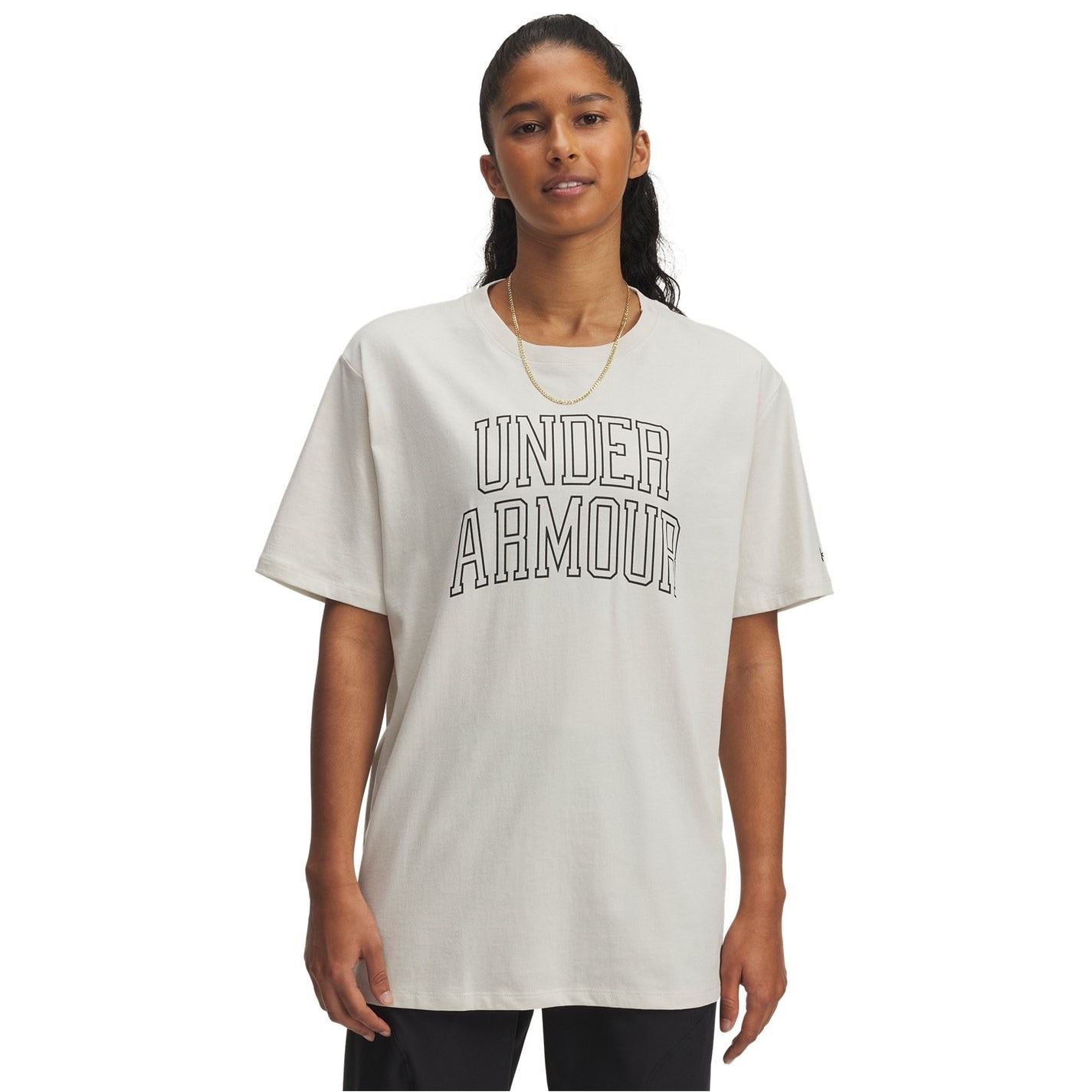Under Armour Campus UA Rival Wordmark Relaxed Fit Crew Neck Short Sleeve T-Shirt