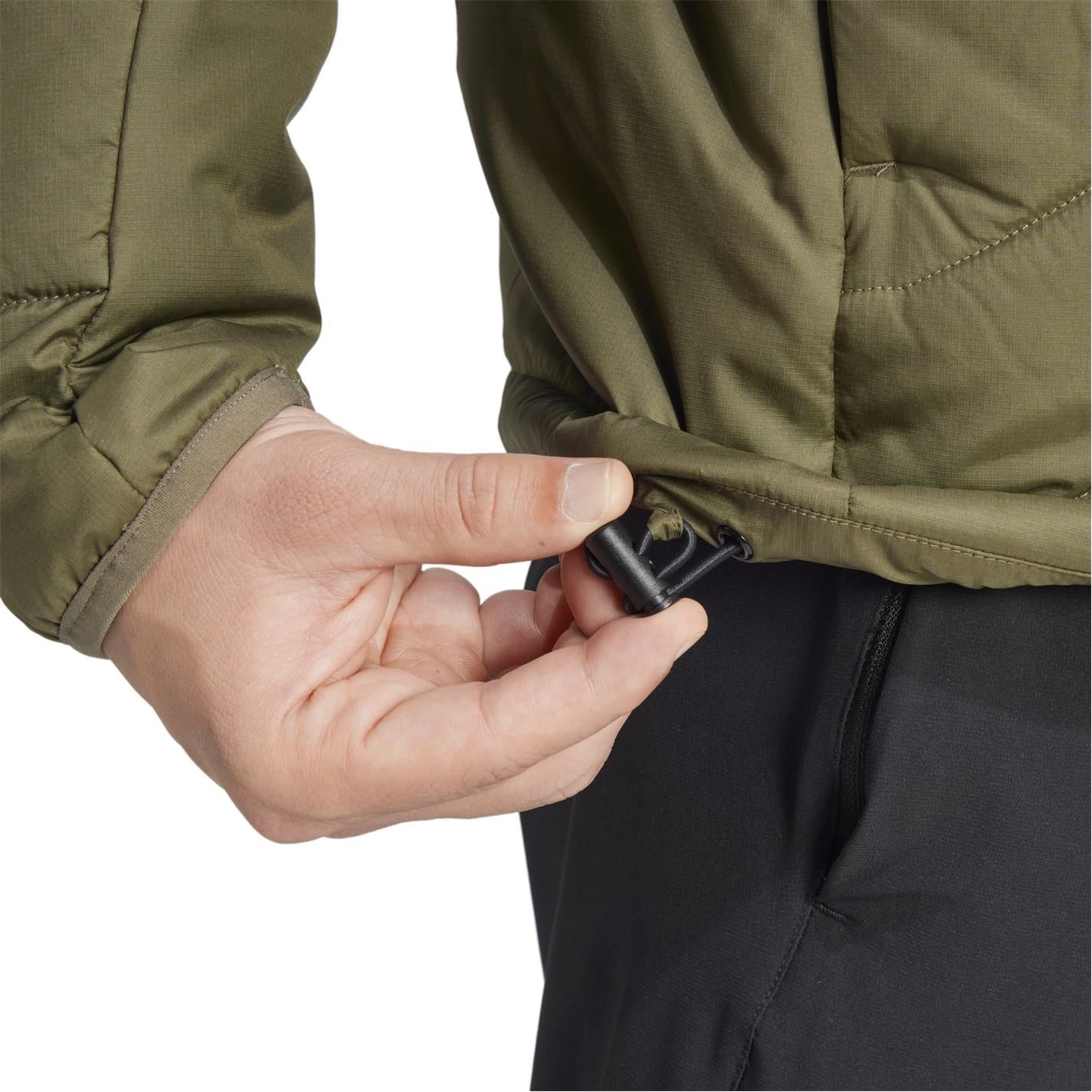 adidas Hooded Adjustable Drawstring Zipped Pocket Solid Patterned Puffer Jacket