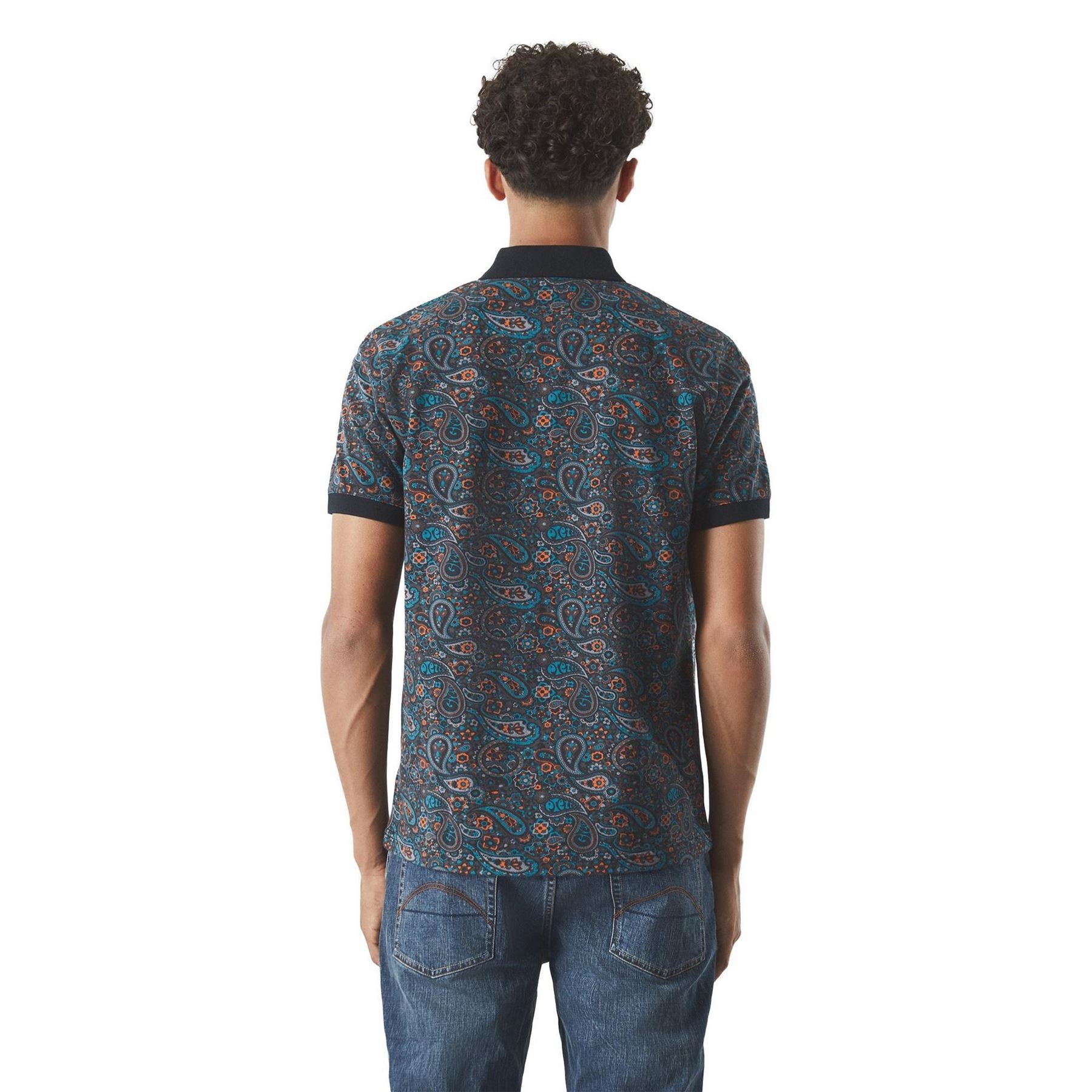 Pretty Green Wonderwall Paisley Short Sleeve Polo Shirt