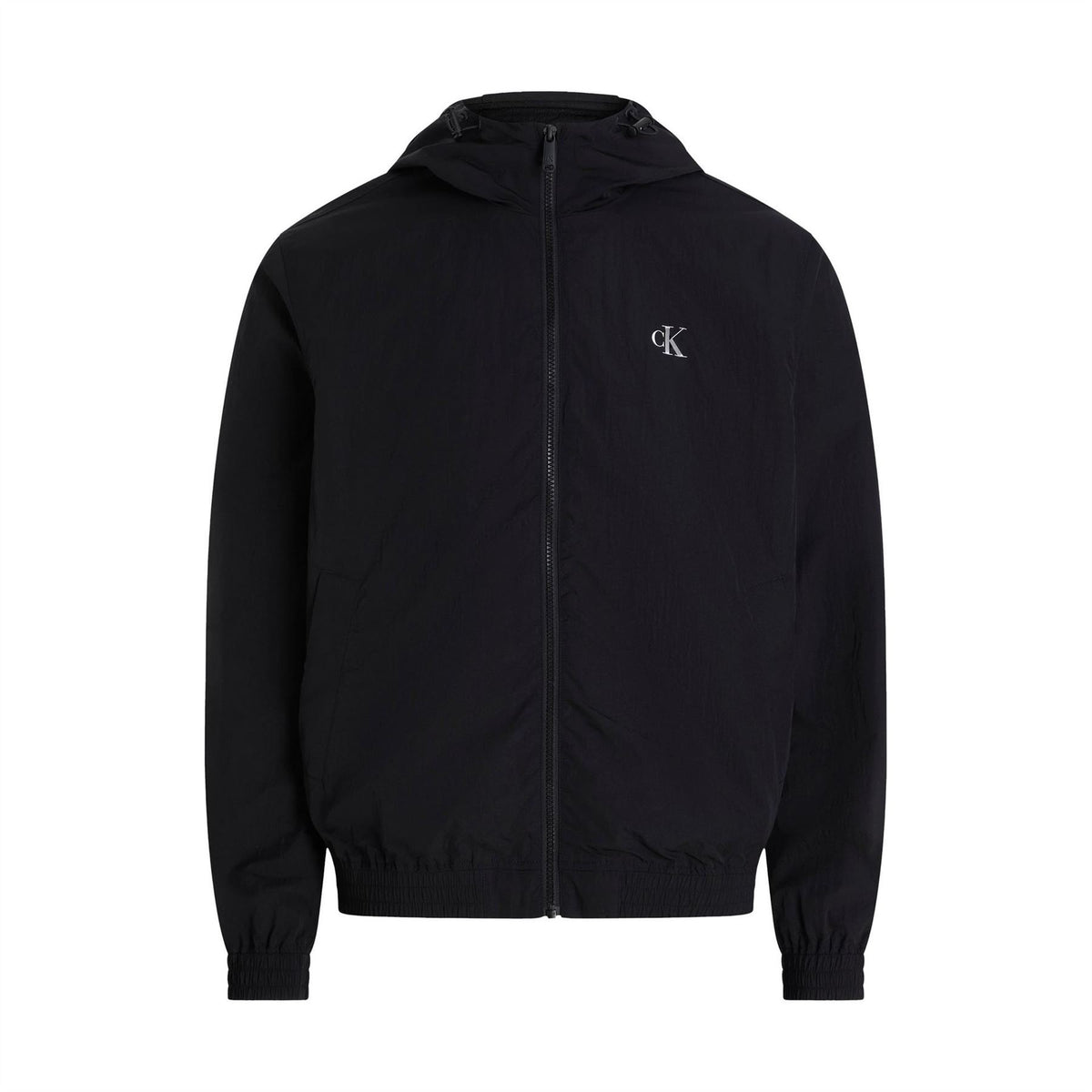Calvin Klein Jeans Hooded Windbreaker with Ribbed Cuff