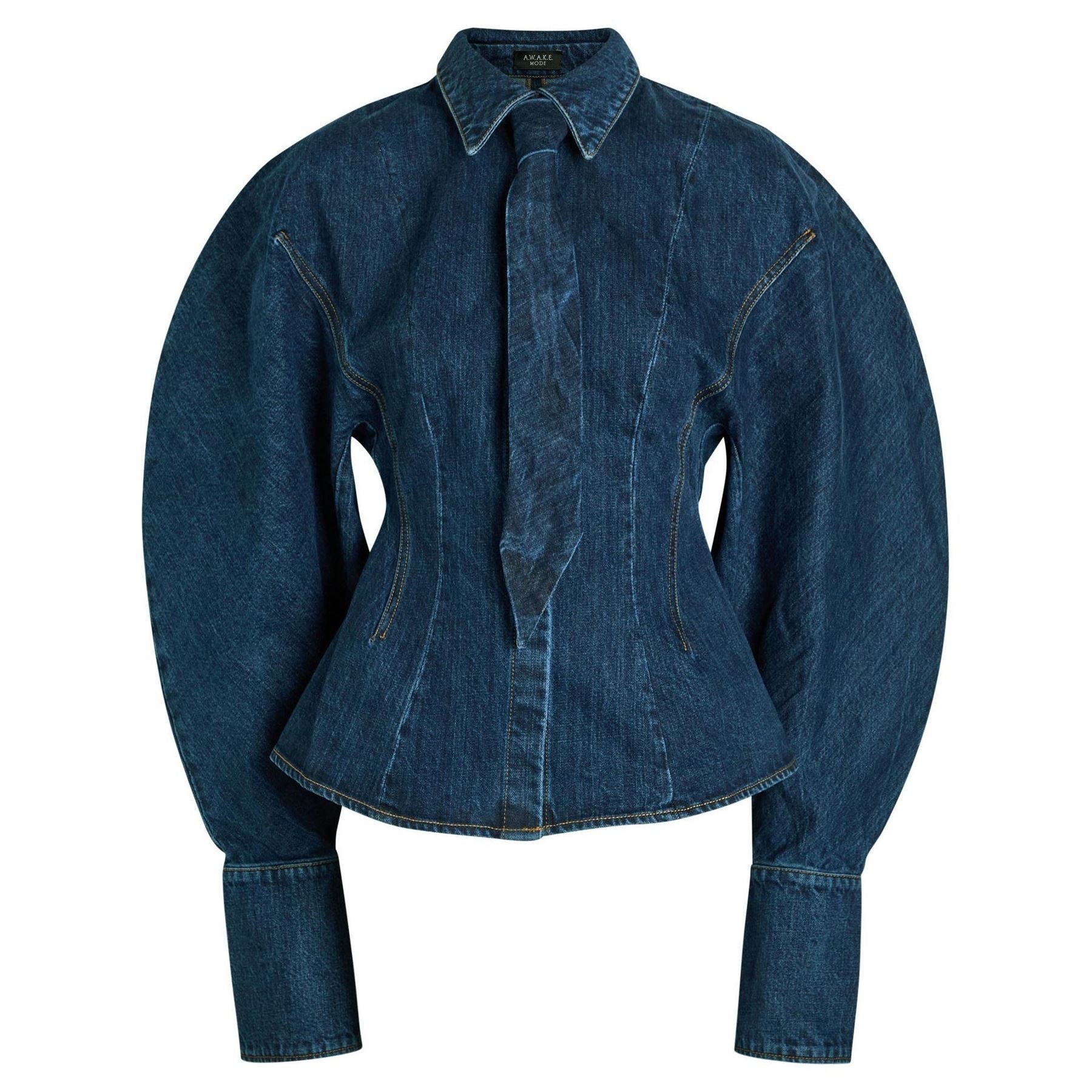 MID Blue Puff Sleeve Shir