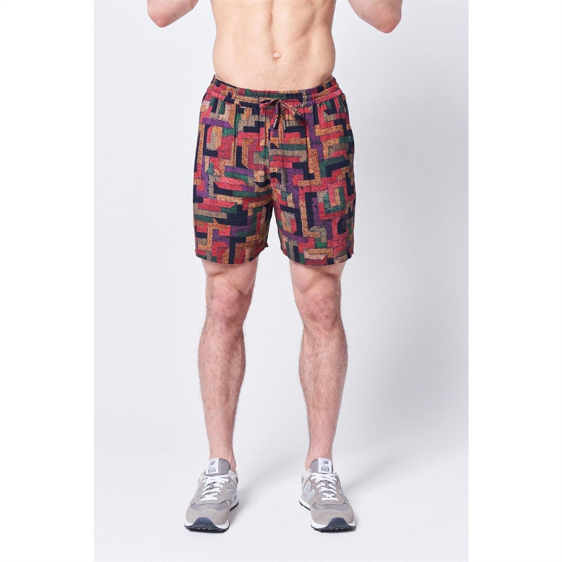 Native Youth Geometric Patterned Bermuda Shorts