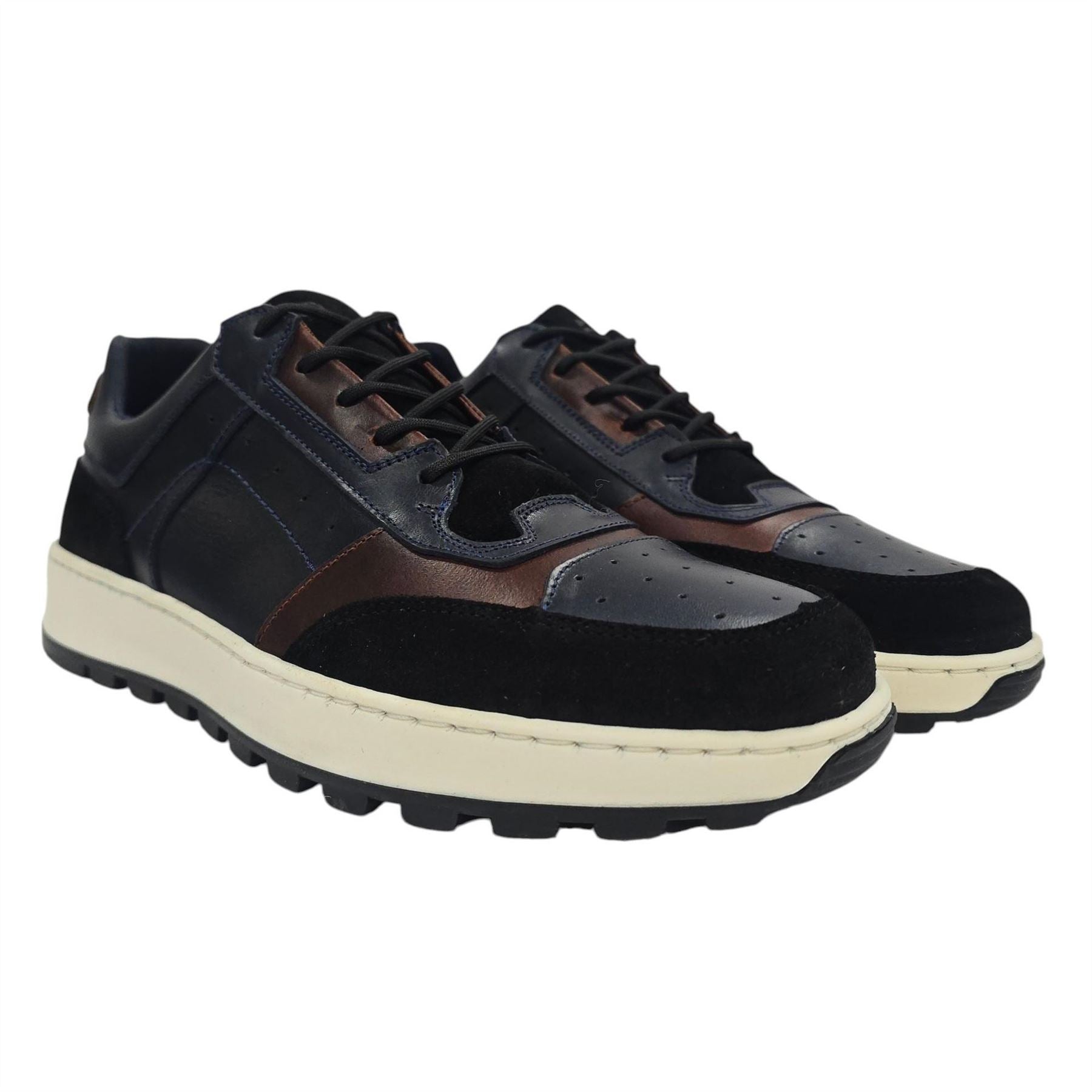 Deakins Bell Leather Lace Up Memory Foam Low Top Trainers