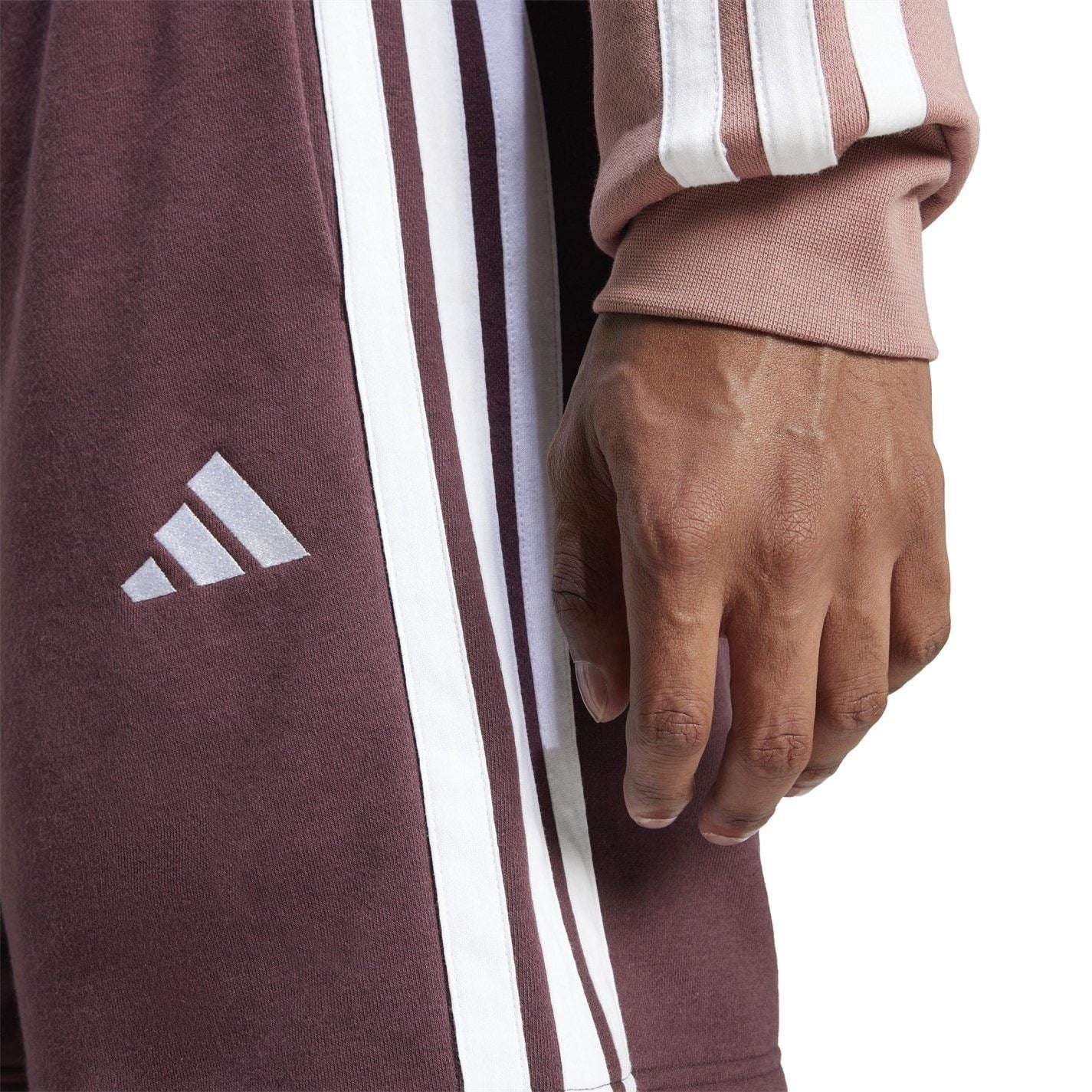 adidas Mens Essentials 3 Stripe Fleece Shorts