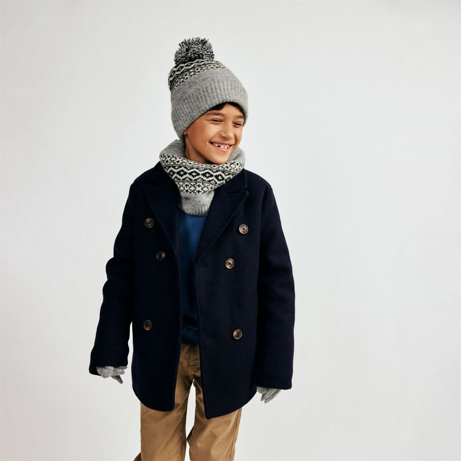Minoti Boys Coat Double Breasted With Lapel Navy