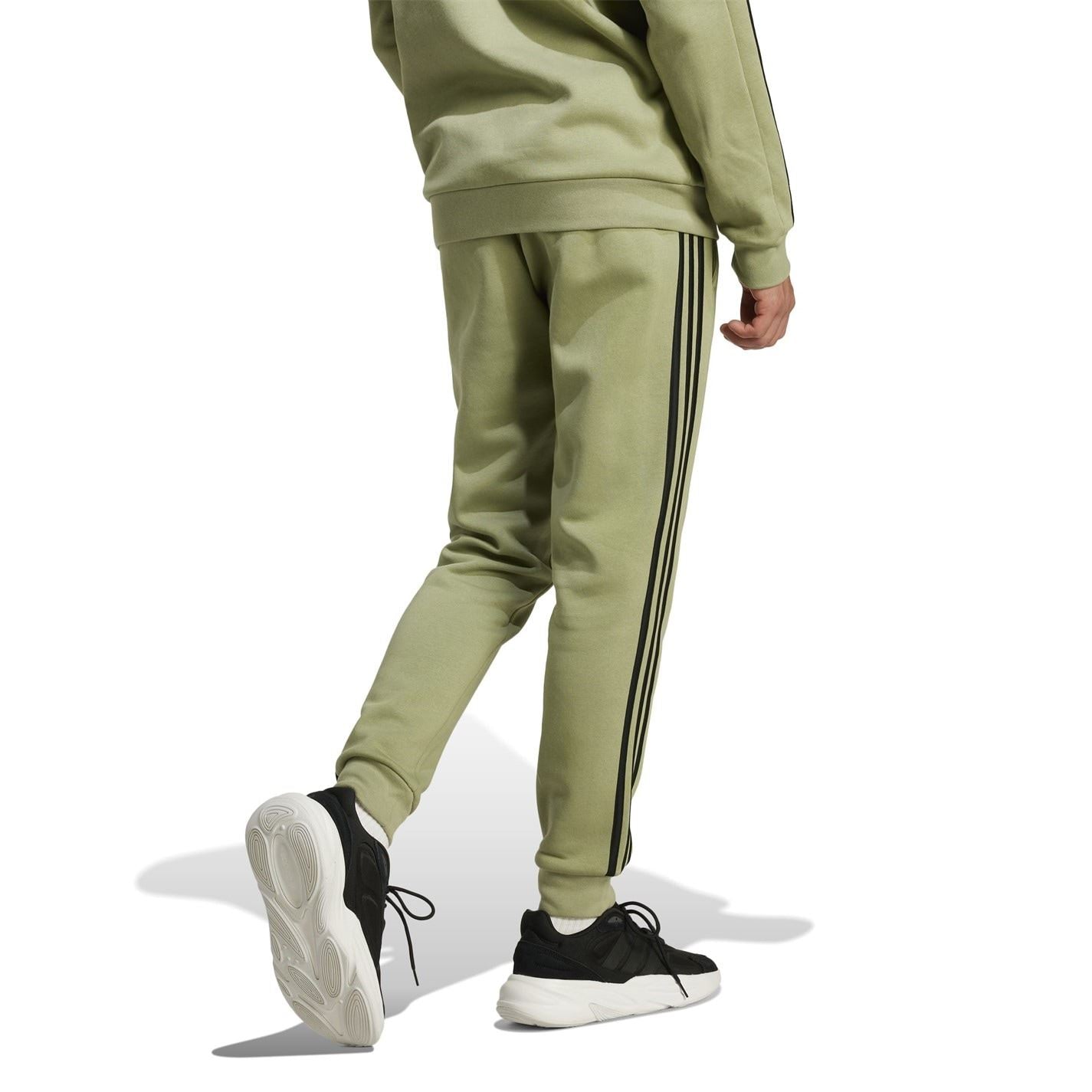 adidas Fleece Tapered Cuff 3 Stripes Joggers M