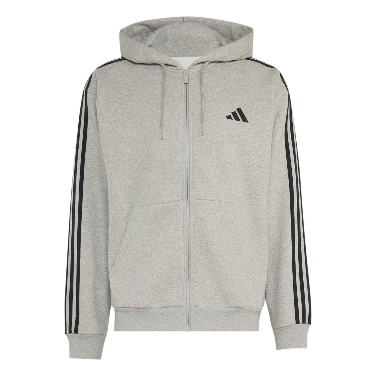 adidas Mens Essentials Fleece 3 Stripes Full Zip Hoodie