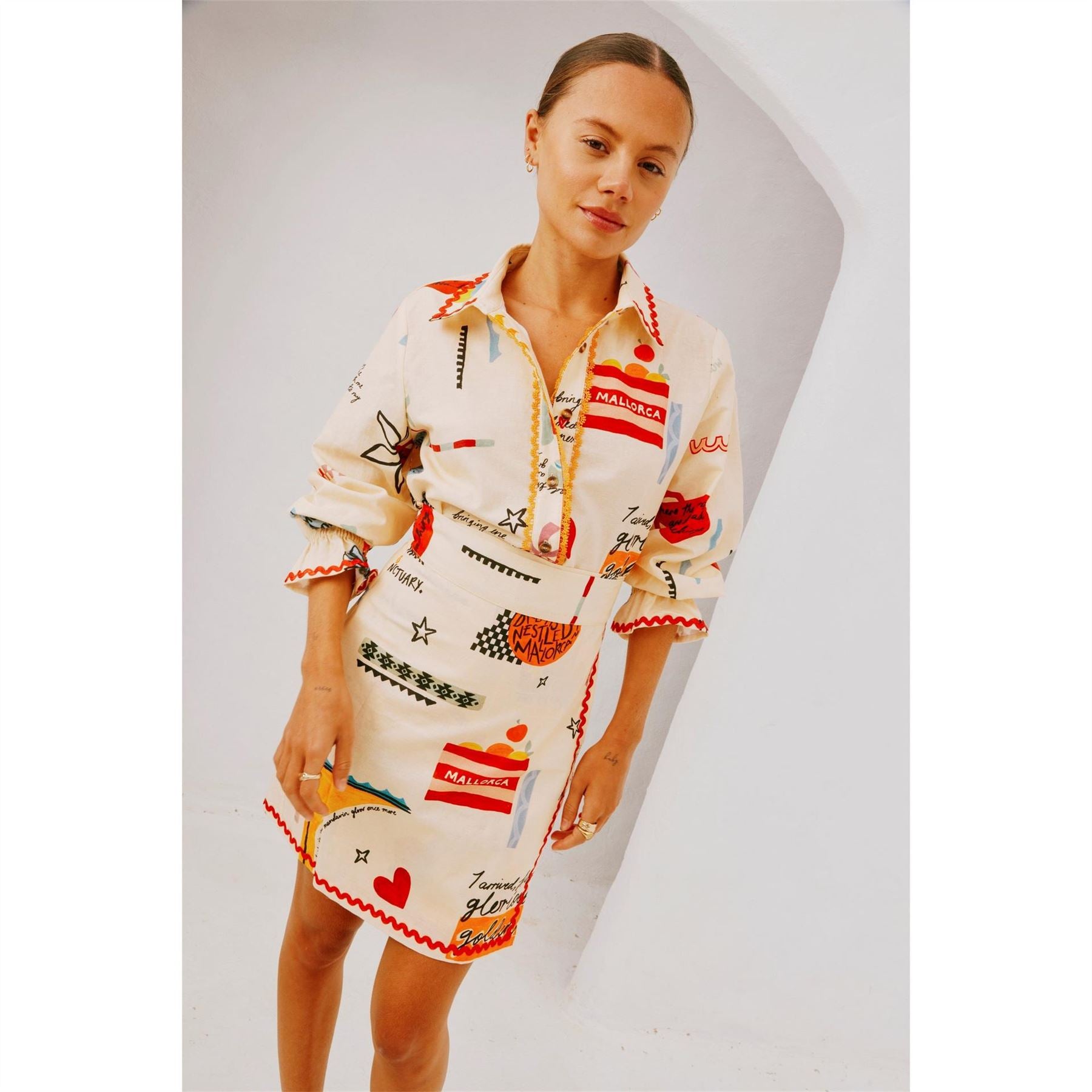 Never Fully Dressed Poema Geanie Long Sleeve Patterned Shirt